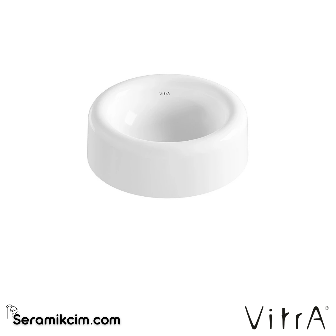 VitrA Liquid Çanak Lavabo Yuvarlak, Kompakt Armatür Deliksiz, Su Taşma Deliksiz, Clean, Beyaz - 7302B403-0016