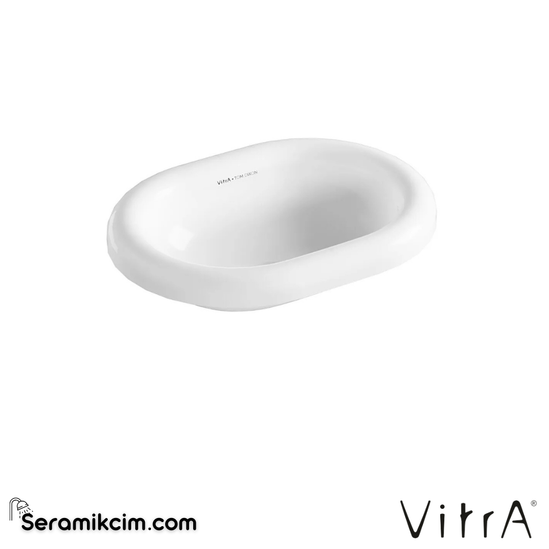 VitrA Liquid Tezgahüstü Lavabo Oval, Kompakt Armatür Deliksiz, Su Taşma Deliksiz, Clean, Beyaz - 7300B403-0016