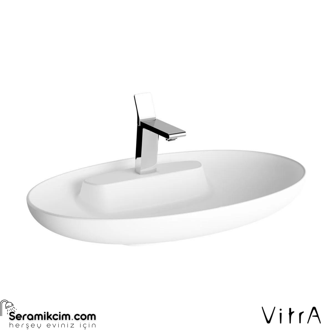 Vitra Memoria Çanak Lavabo Oval, 75X47 Cm Tek Armatür Delikli, Su Taşma Deliksiz, Clean, Mat Beyaz