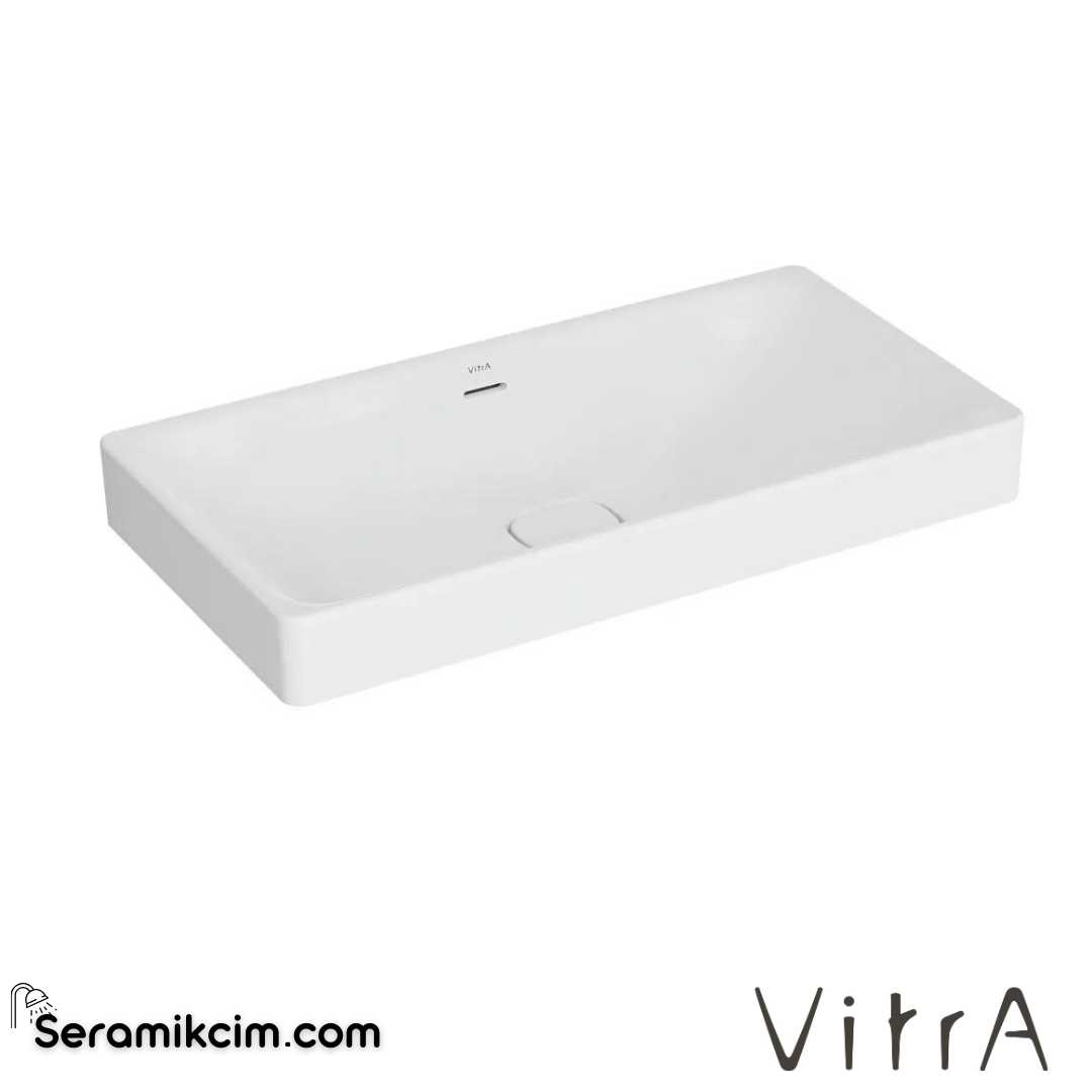VitrA Metropole Çanak Lavabo Dikdörtgen, 80x40 cm Armatür Deliksiz, Su Taşma Delikli, Mat Beyaz - 7536B001-0673