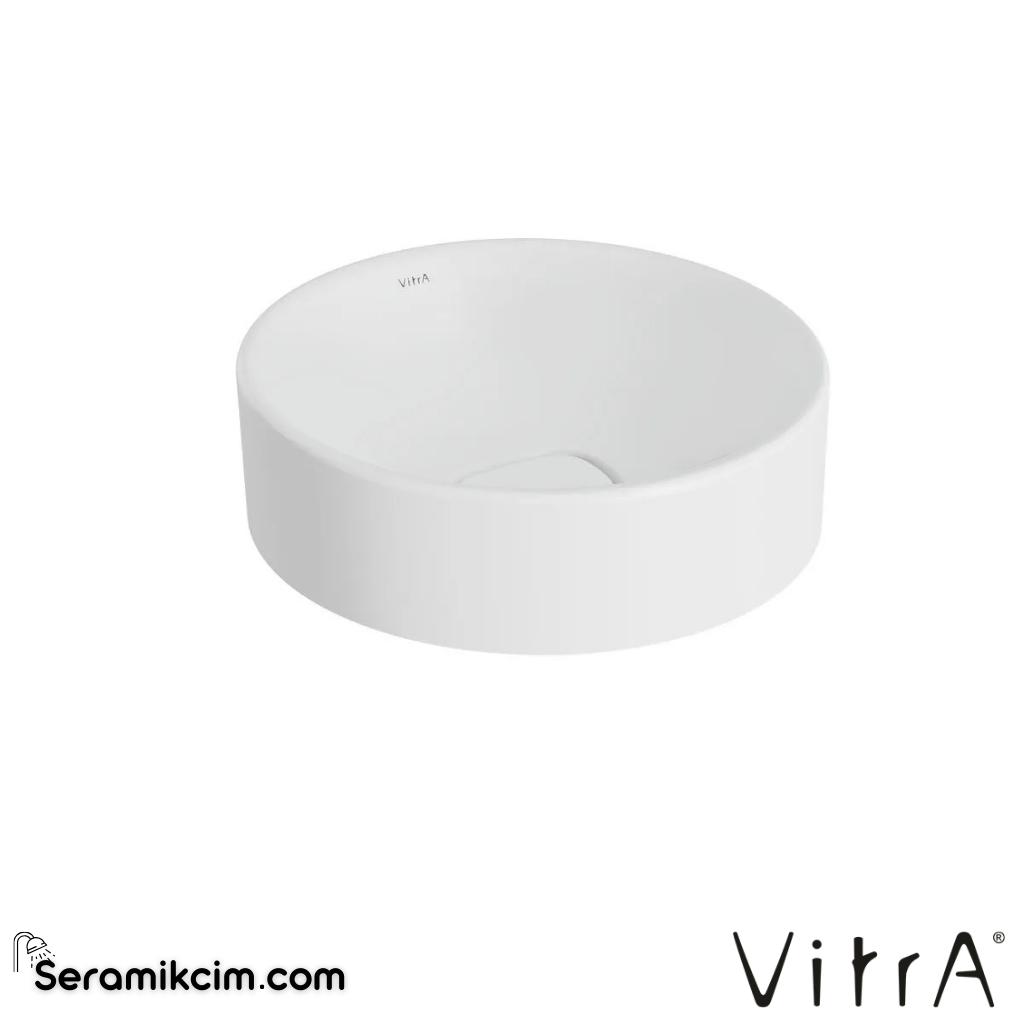 VitrA Metropole Çanak Lavabo Yuvarlak, Kompakt, 40x38 cm Armatür Deliksiz, Su Taşma Deliksiz, Mat Beyaz - 7542B001-0016