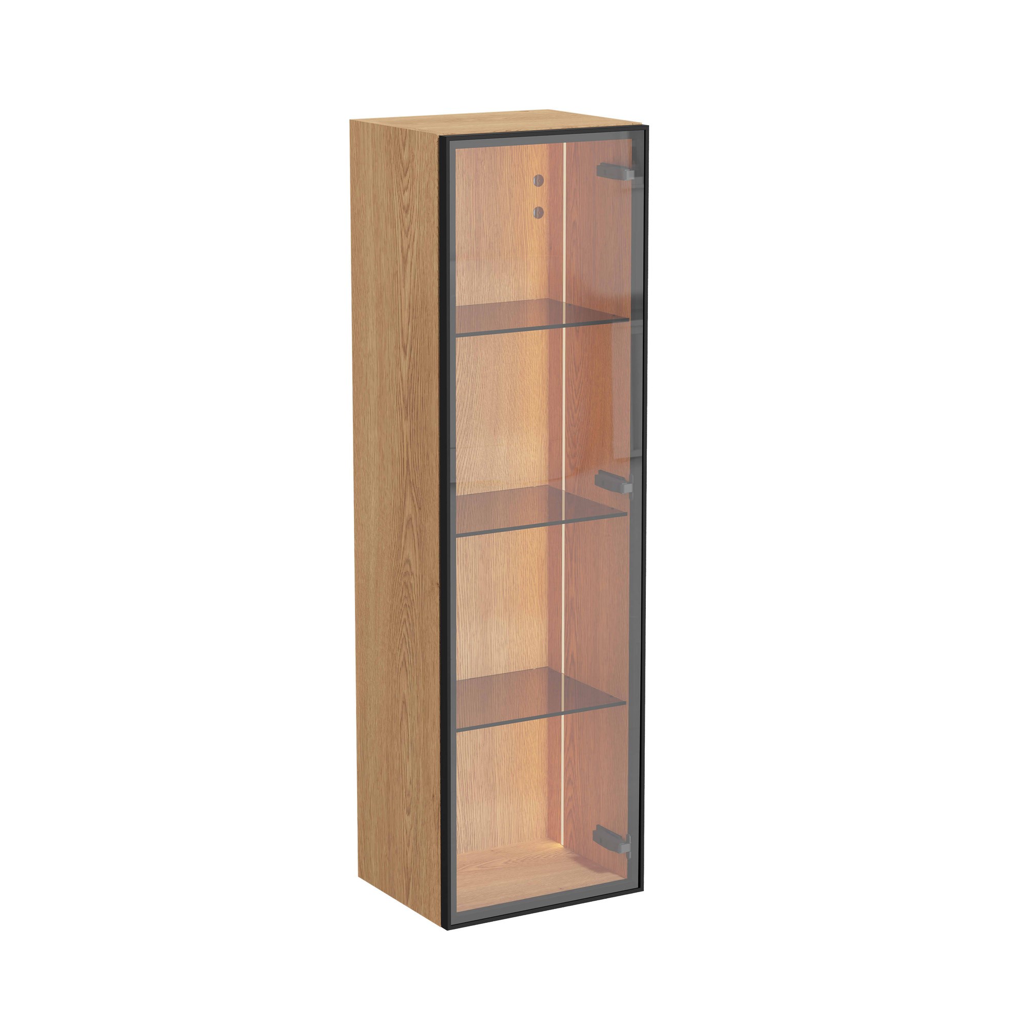 Vitra Metropole Edge Boy Dolabı 35 cm Cam Kapaklı Kısa Açık Meşe Sağ 67250