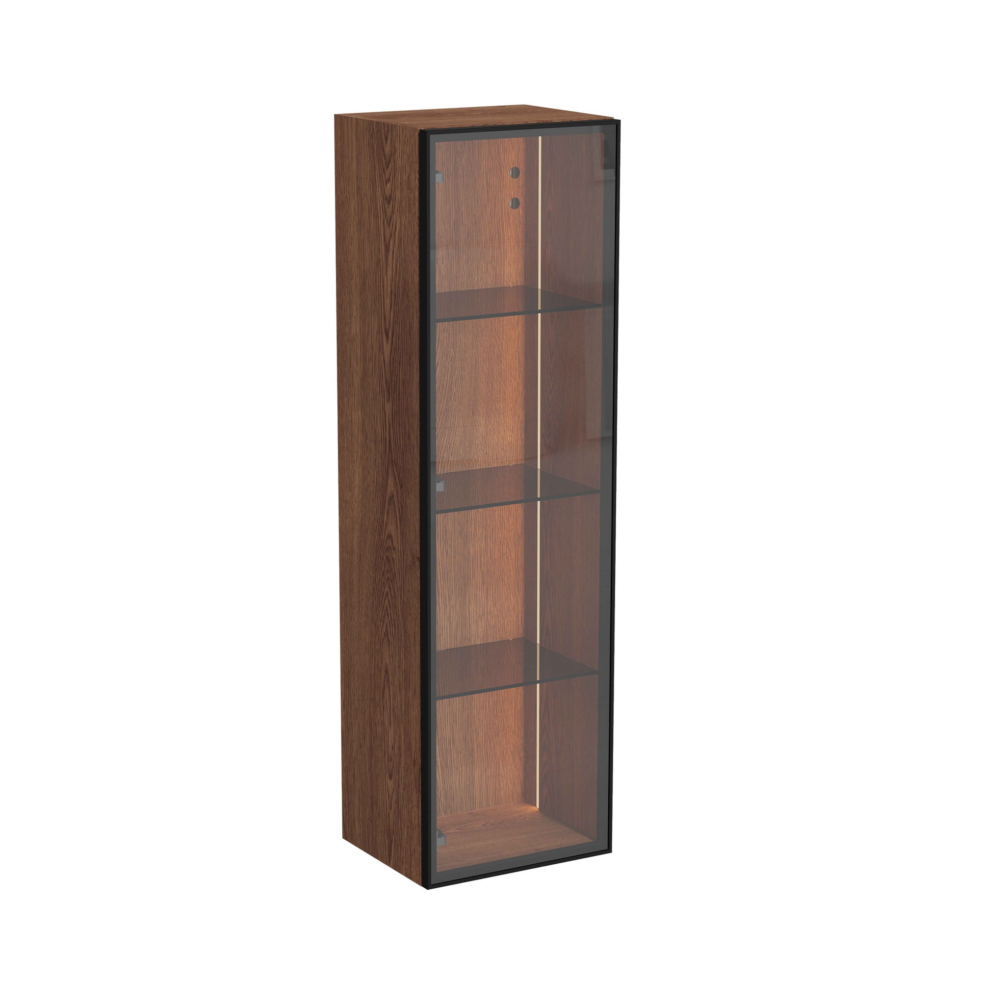 Vitra Metropole Edge Boy Dolabı 35 cm Cam Kapaklı Kısa Ceviz Sol 67161