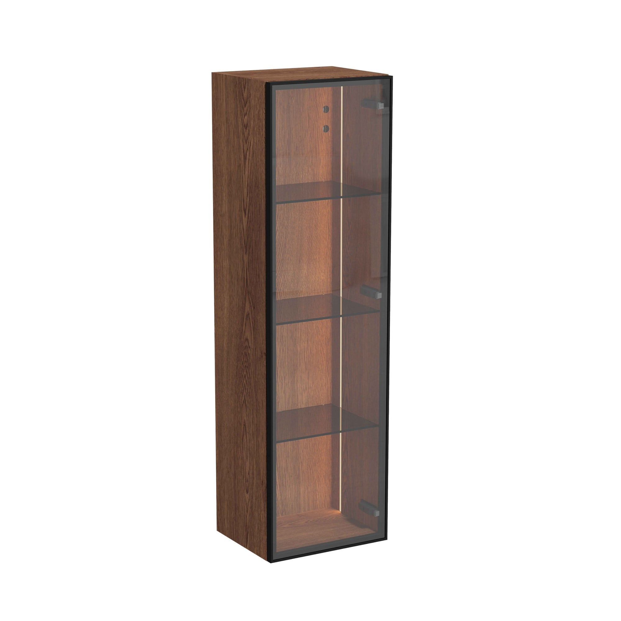 Vitra Metropole Edge Boy Dolabı 35 cm Cam Kapaklı Kısa  Ceviz Sağ 67253