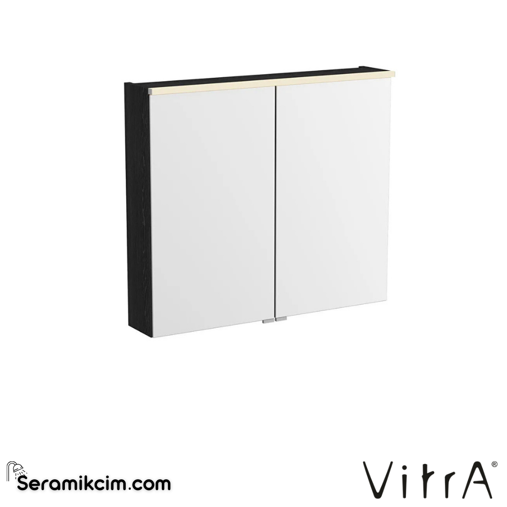 VitrA Metropole Edge Dolaplı Ayna 80 cm, aydınlatmalı sensörlü, siyah meşe 67203 - 67203
