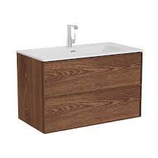 VitrA Metropole Edge Lavabo Dolabı 100cm, İki Çekmeceli Etajerli Lavabolu, Ceviz 67156