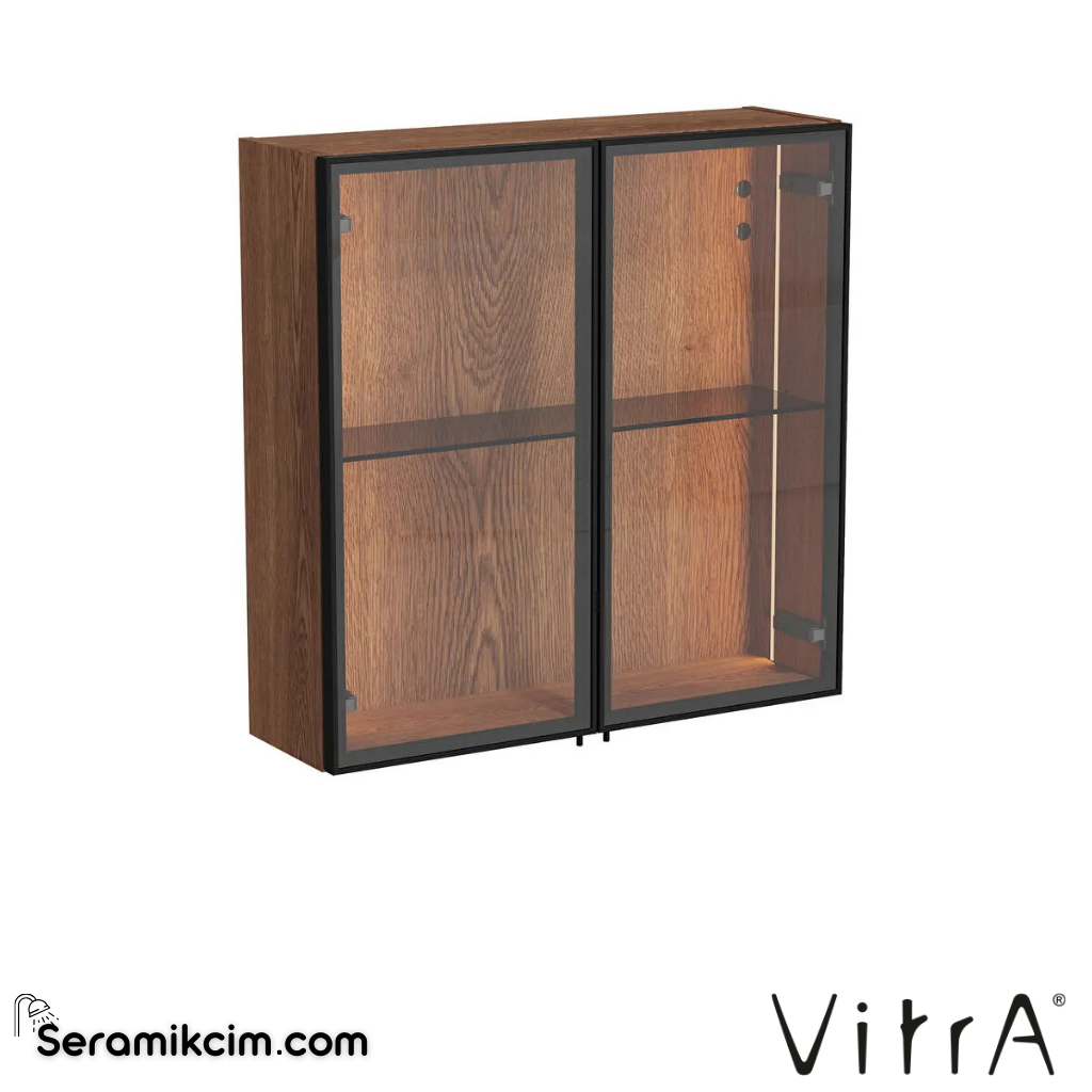 VitrA Metropole Edge Üst Ünite 67 cm, cam kapaklı ceviz 67163 - 67163