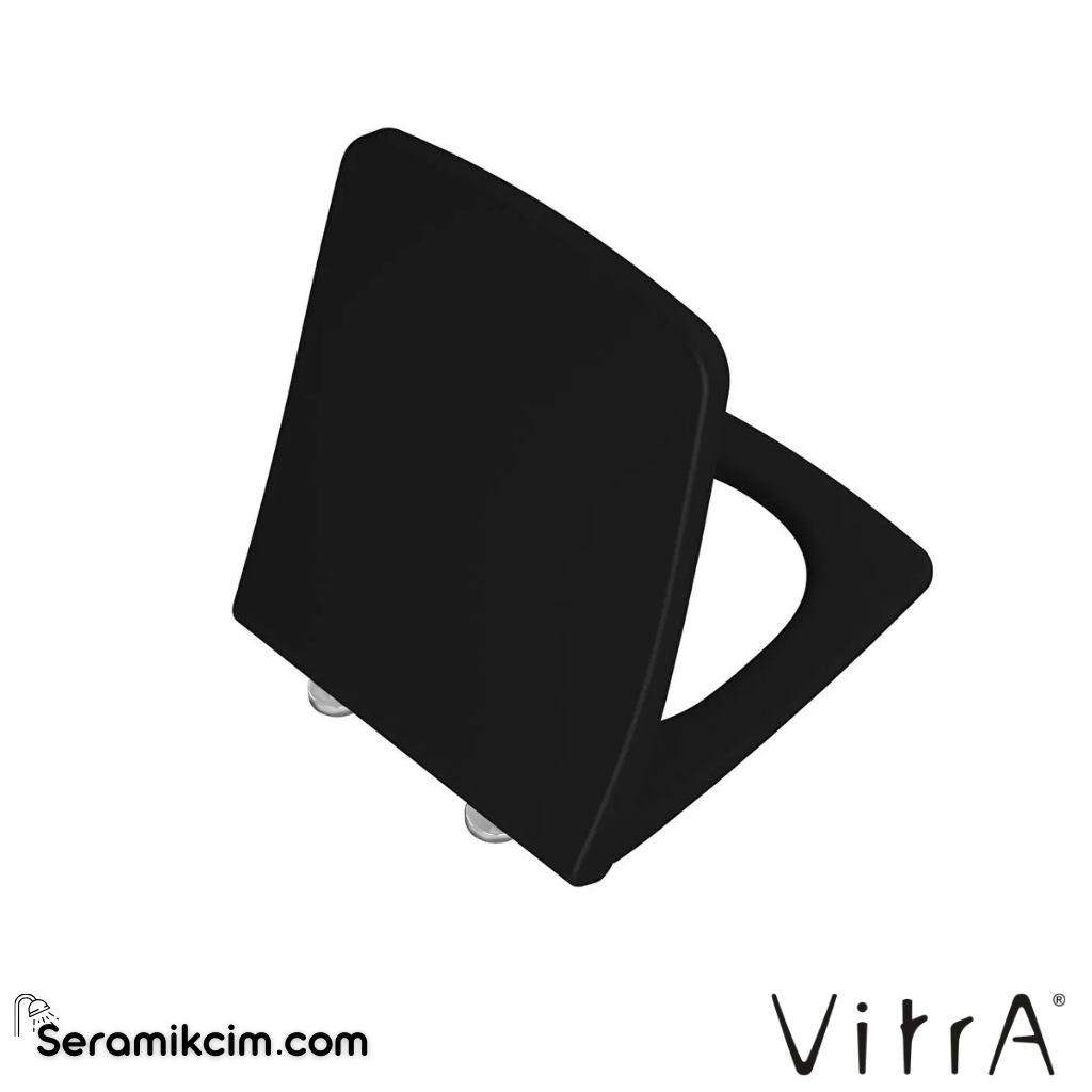 VitrA Metropole Klozet Kapağı Slim, Duroplast, Üstten Sıkmalı Yavaş Kapanır, Kolay Sök-Tak, Metal Menteşeli, Mat Siyah 132-483R009 - 132-483R009