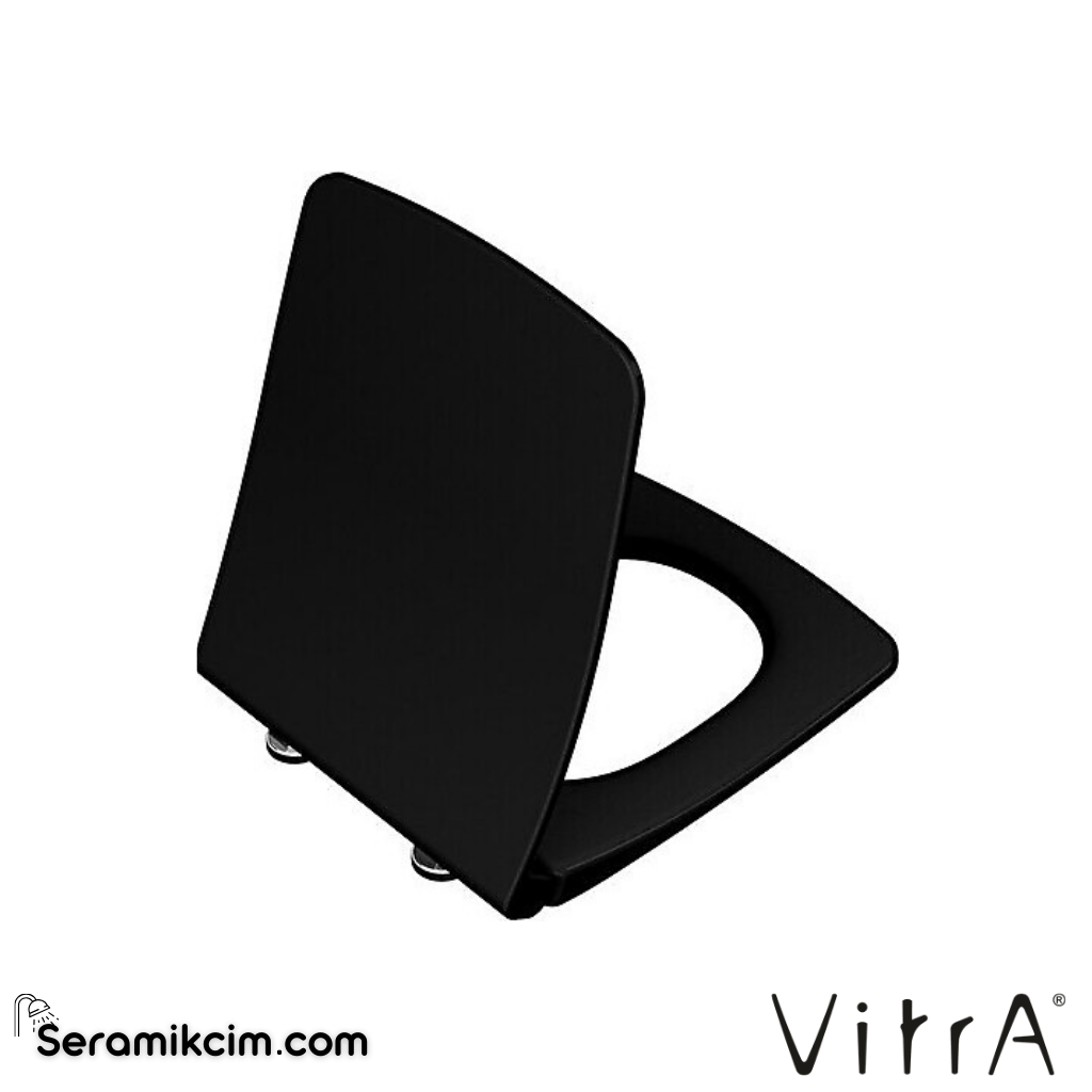 VitrA Metropole Klozet Kapağı Slim, Duroplast, Üstten Sıkmalı Yavaş Kapanır, Kolay Sök-Tak, Metal Menteşeli, Siyah 122-070R009 - 122-070R009