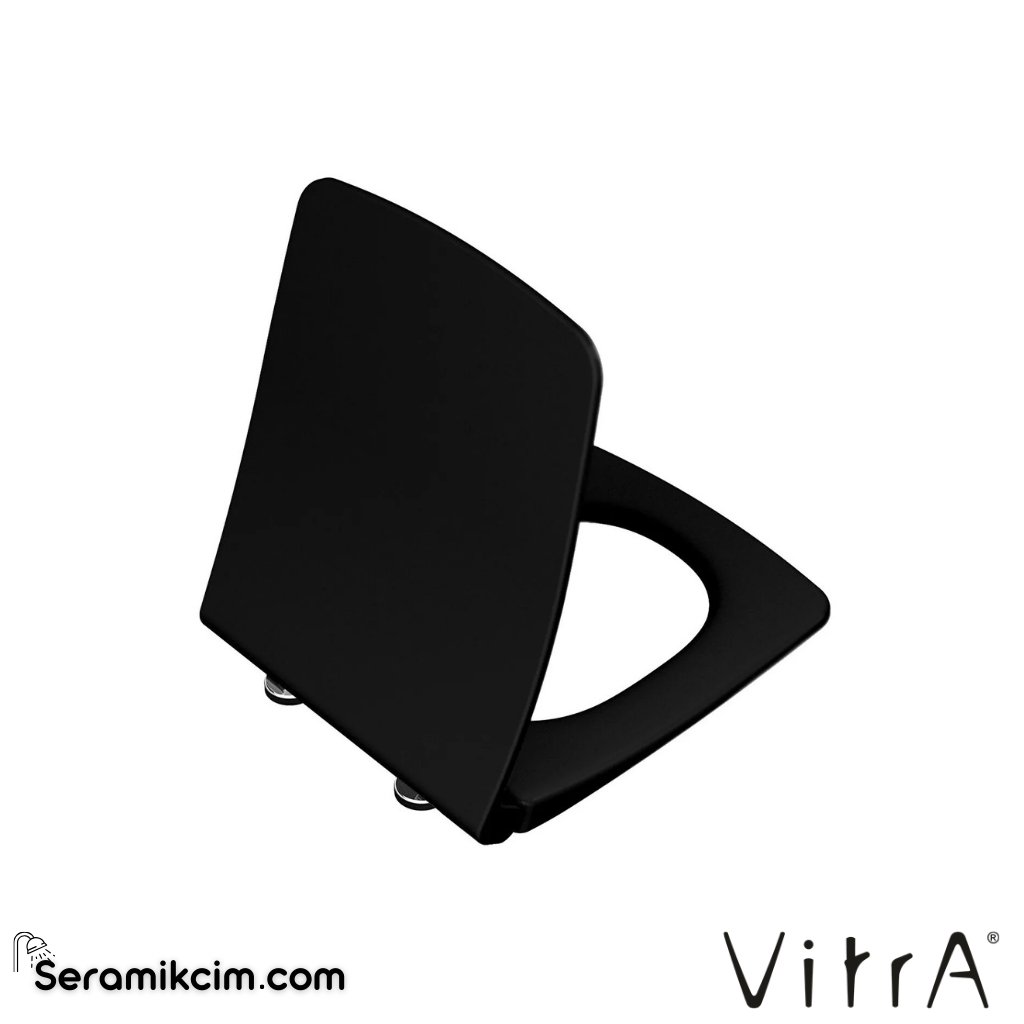VitrA Metropole Klozet Kapağı Slim, Duroplast, Üstten Sıkmalı Yavaş Kapanır, Kolay Sök-Tak, Metal Menteşeli, Mat Siyah 122-483R009 - 122-483R009