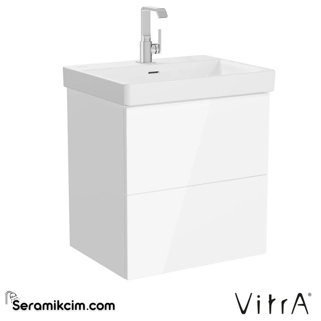 VitrA Metropole Pure Lavabo Dolabı 60 cm, iki çekmeceli standart lavabolu, parlak beyaz 67331 - 67331