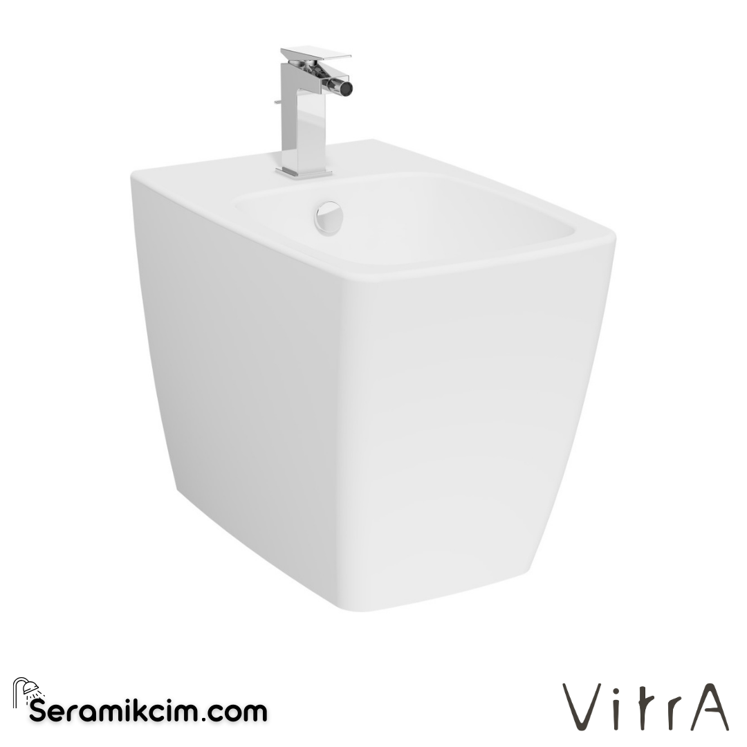 VitrA Metropole Yerden Bide Duvara Tam Dayalı, 54 cm Tek Armatür Delikli, Su Taşma Delikli, Yanlardan Deliksiz, Mat Beyaz - 5659B001-0288