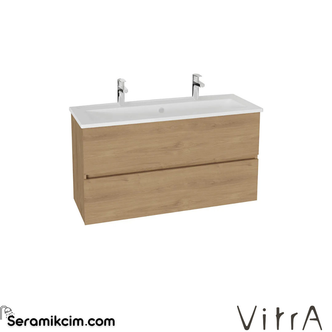 VitrA Mia Plus Square Lavabo Dolabı 120 cm iki çekmeceli altın meşe 69764