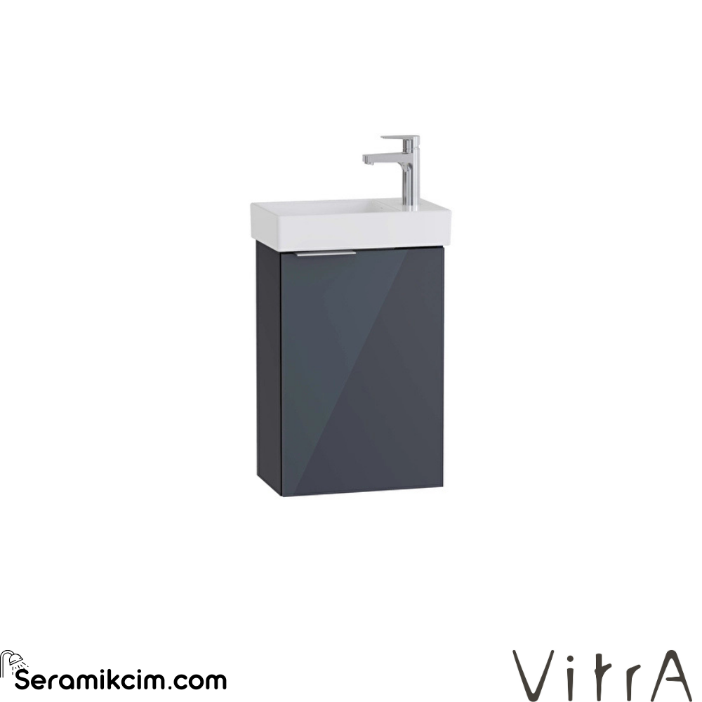 Vitra Mia Plus Square Lavabo Dolabı 45 Cm Bir Kapaklı Parlak Antrasit Sağ 80354