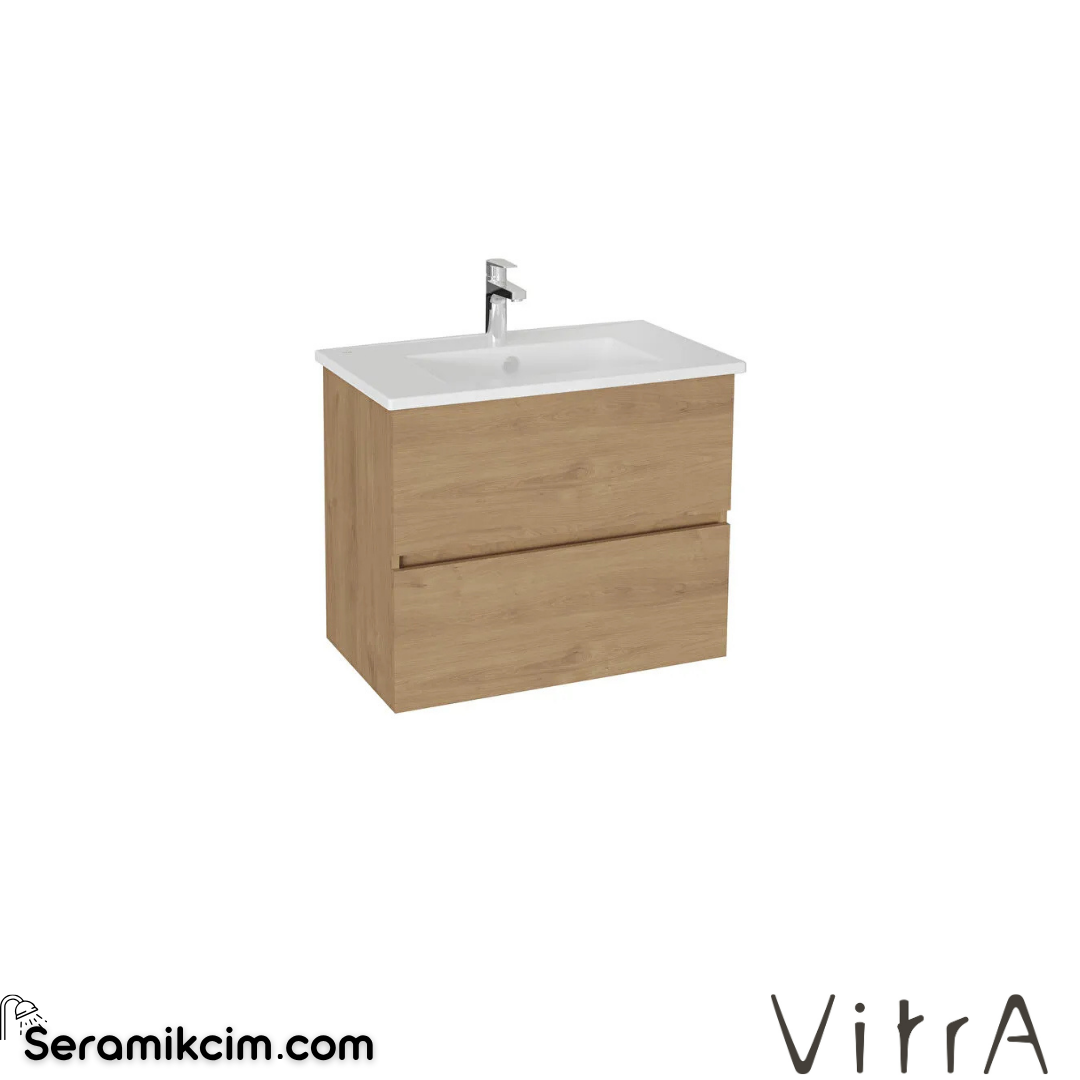 VitrA Mia Plus Square Lavabo Dolabı 80 cm iki çekmeceli altın meşe 69743