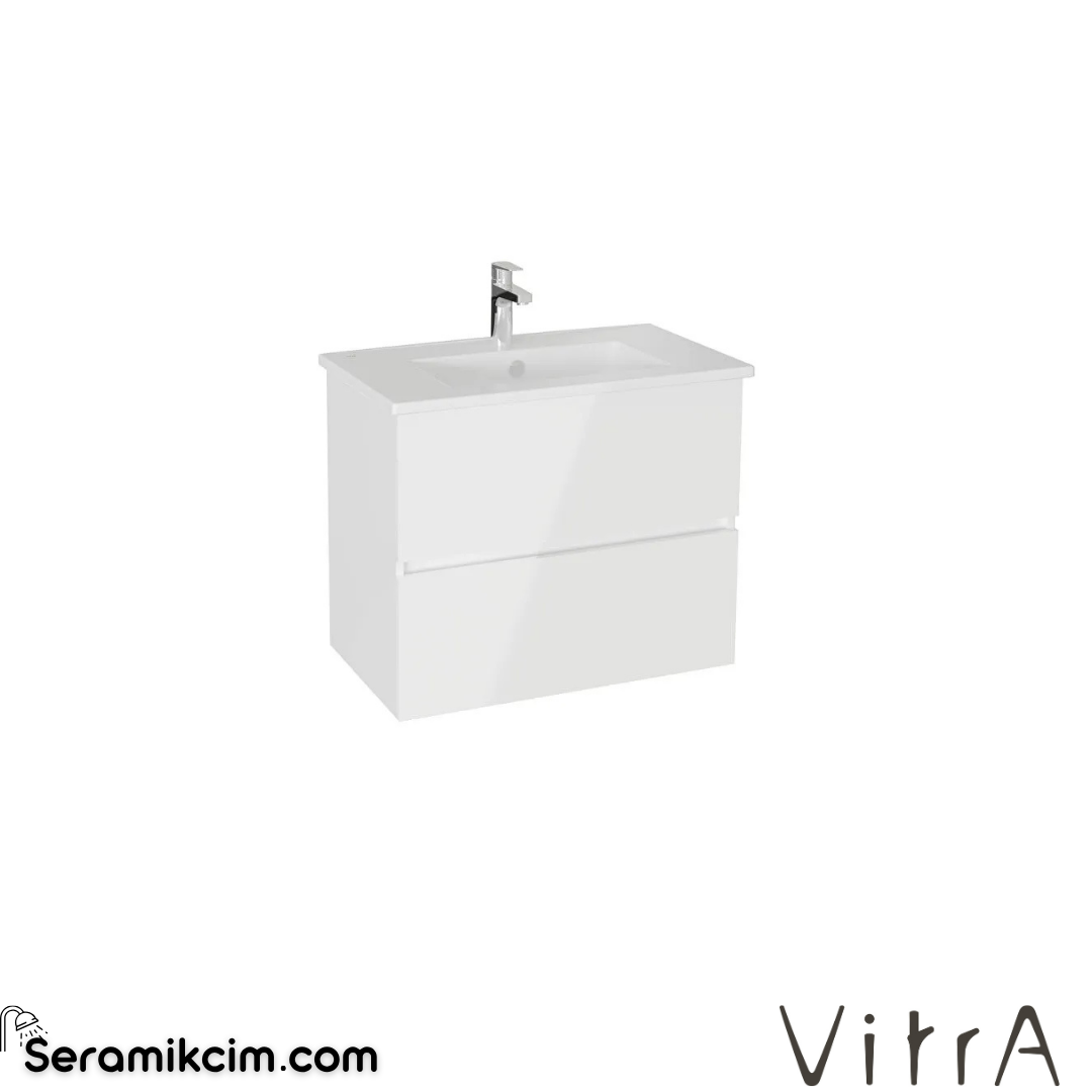VitrA Mia Plus Square Lavabo Dolabı 80 cm iki çekmeceli parlak beyaz 69742