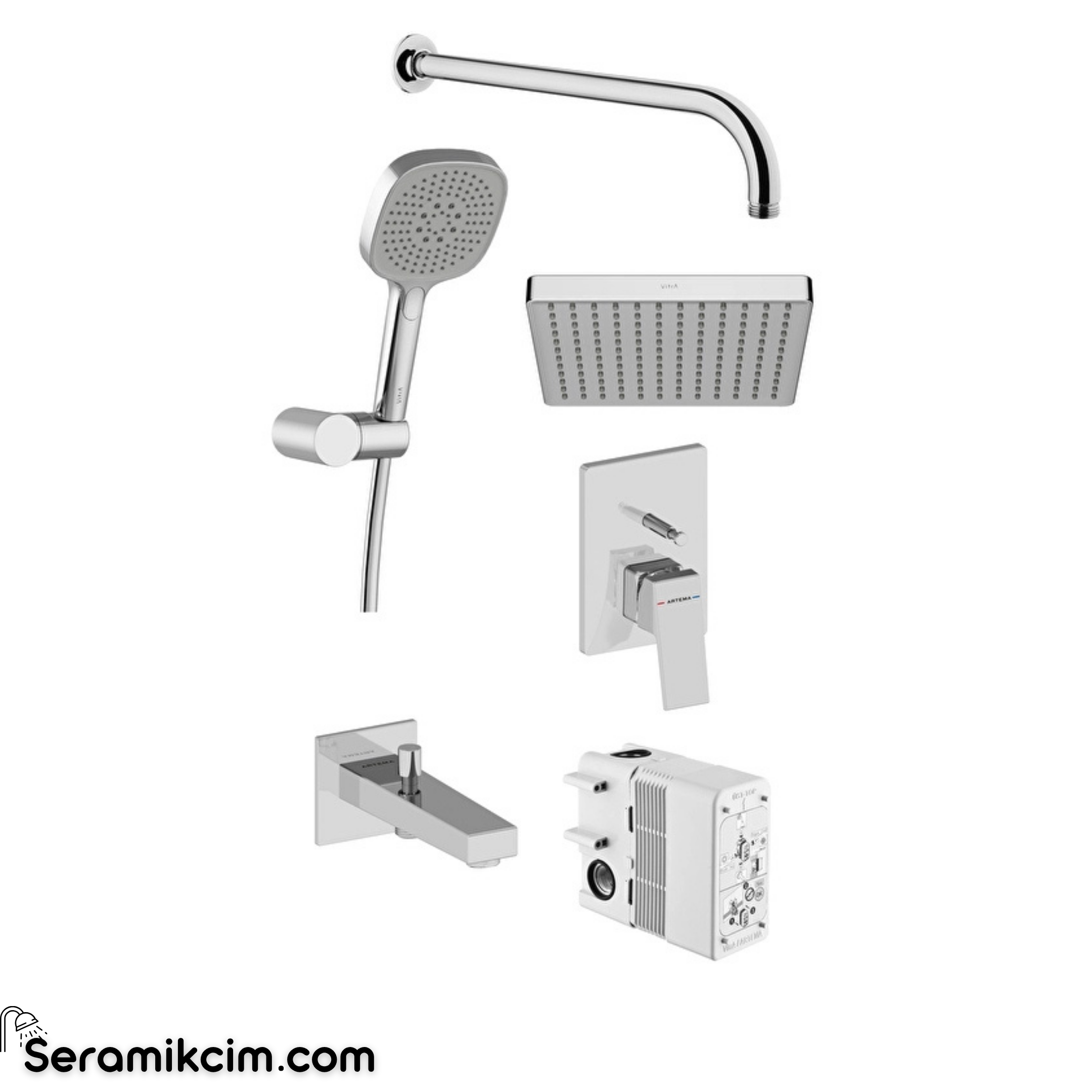 VitrA Minimax Square Ankastre Banyo Seti, Krom A49325