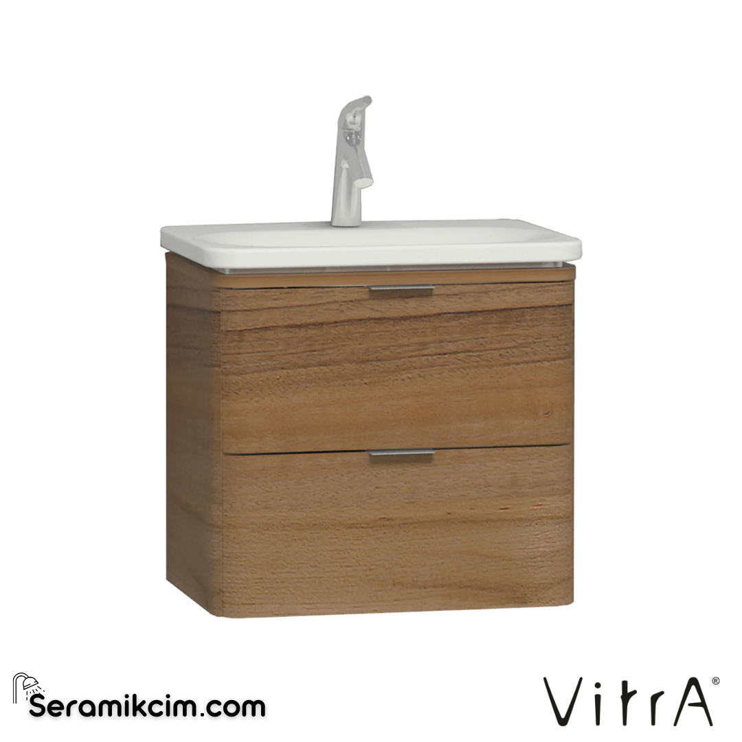 VitrA Nest Trendy Lavabo Dolabı 60 cm, iki çekmeceli hareli doğal ahşap 56144 - 56144