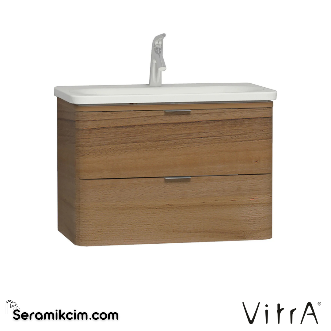 VitrA Nest Trendy Lavabo Dolabı 80 cm, iki çekmeceli hareli doğal ahşap 56147 - 56147