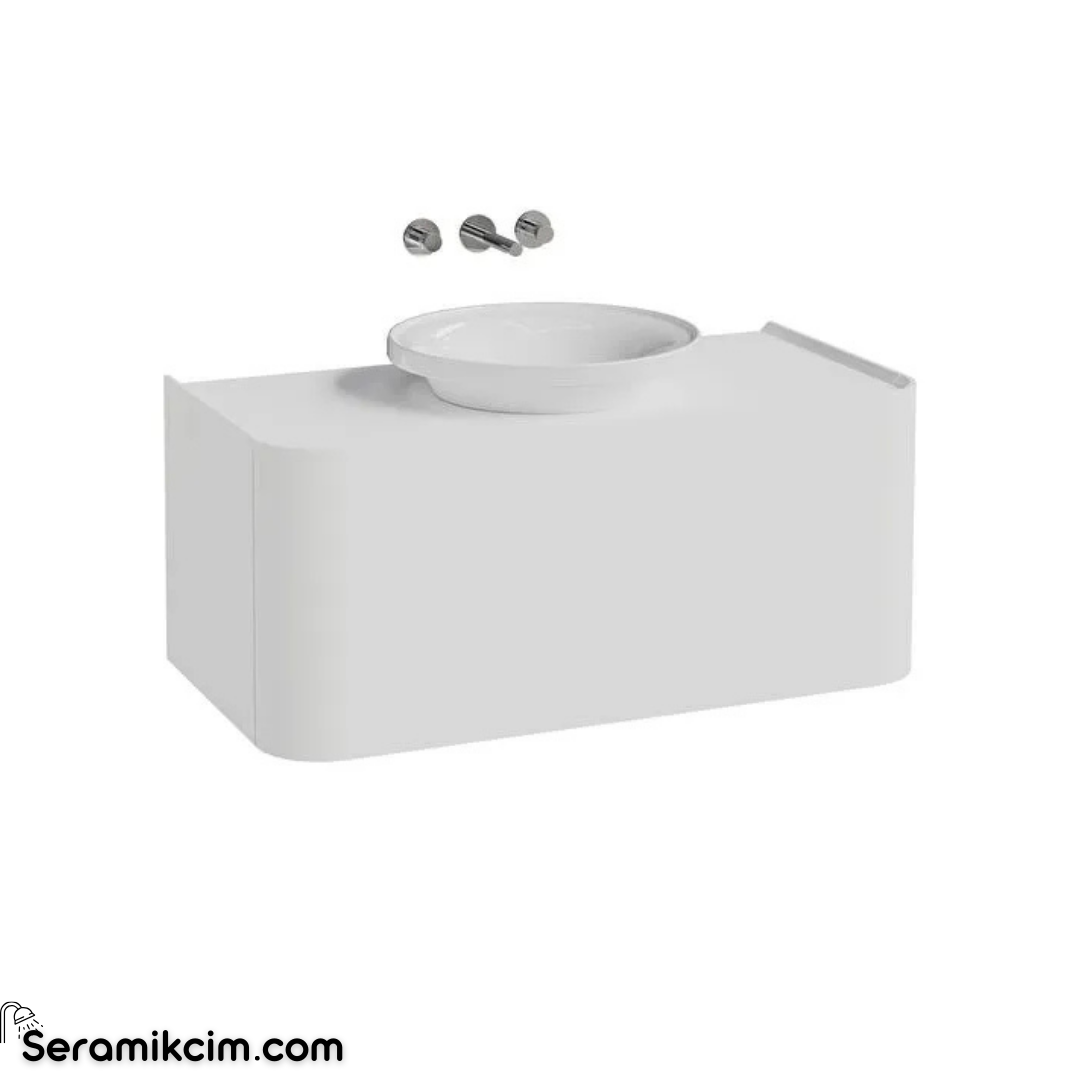 Vitra New Gala Lavabo Dolabı 100 Cm Bir Çekmeceli Çanak Lavabolu Ve Tezgahlı Mat Soft Beyaz 80383