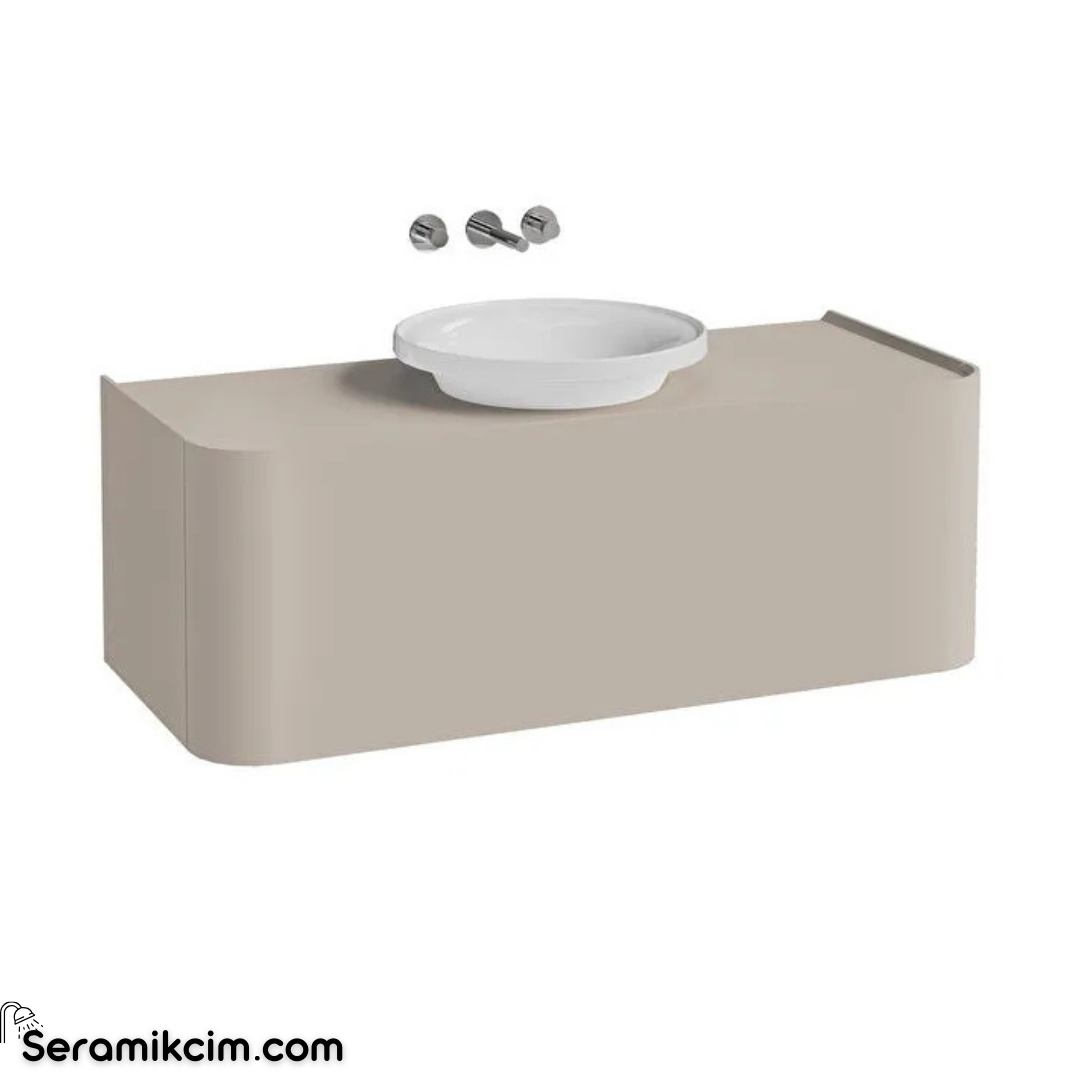 Vitra New Gala Lavabo Dolabı 120 Cm Bir Çekmeceli Çanak Lavabolu Ve Tezgahlı Mat Soft Bej 80387
