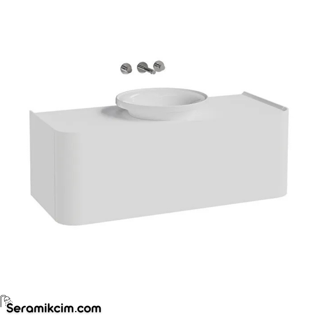 Vitra New Gala Lavabo Dolabı 120 Cm Bir Çekmeceli Çanak Lavabolu Ve Tezgahlı Mat Soft Beyaz 80386