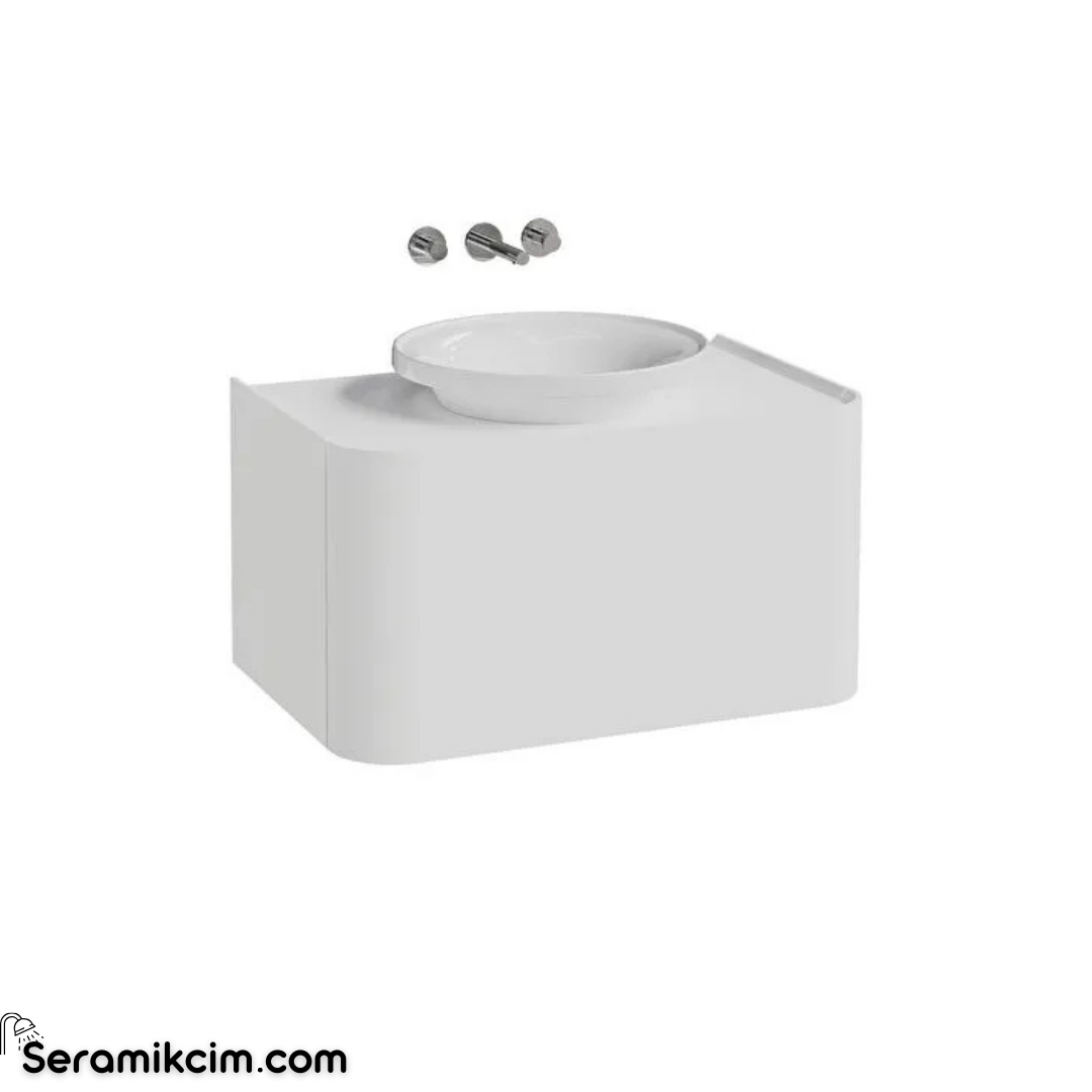 Vitra New Gala Lavabo Dolabı 80 Cm Bir Çekmeceli Çanak Lavabolu Ve Tezgahlı Mat Soft Beyaz 80380