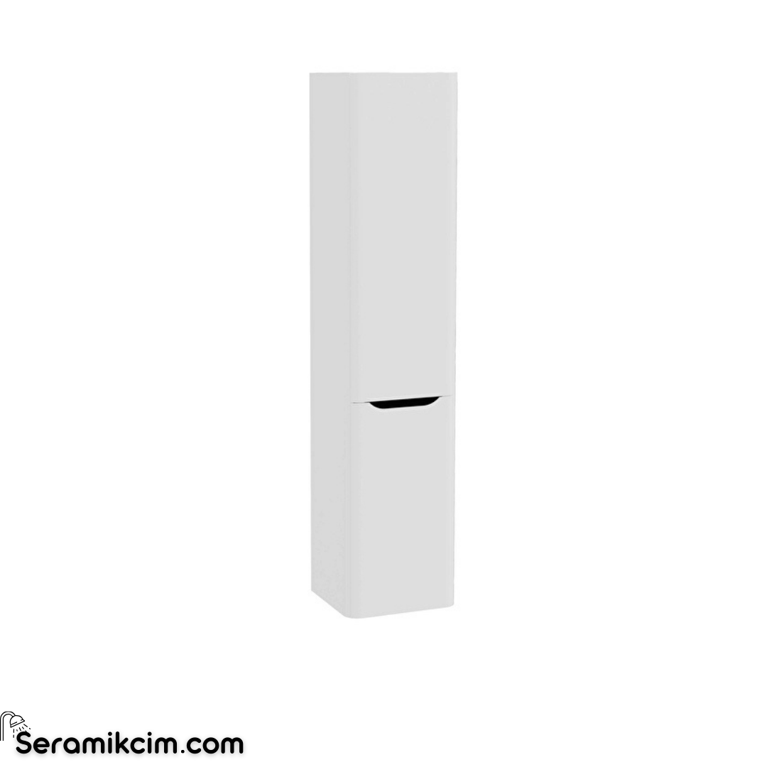 Vitra New Integra Round Boy Dolabı 40 Cm İki Kapaklı Çamaşır Sepetli Mat Açık Gri Sol 70083