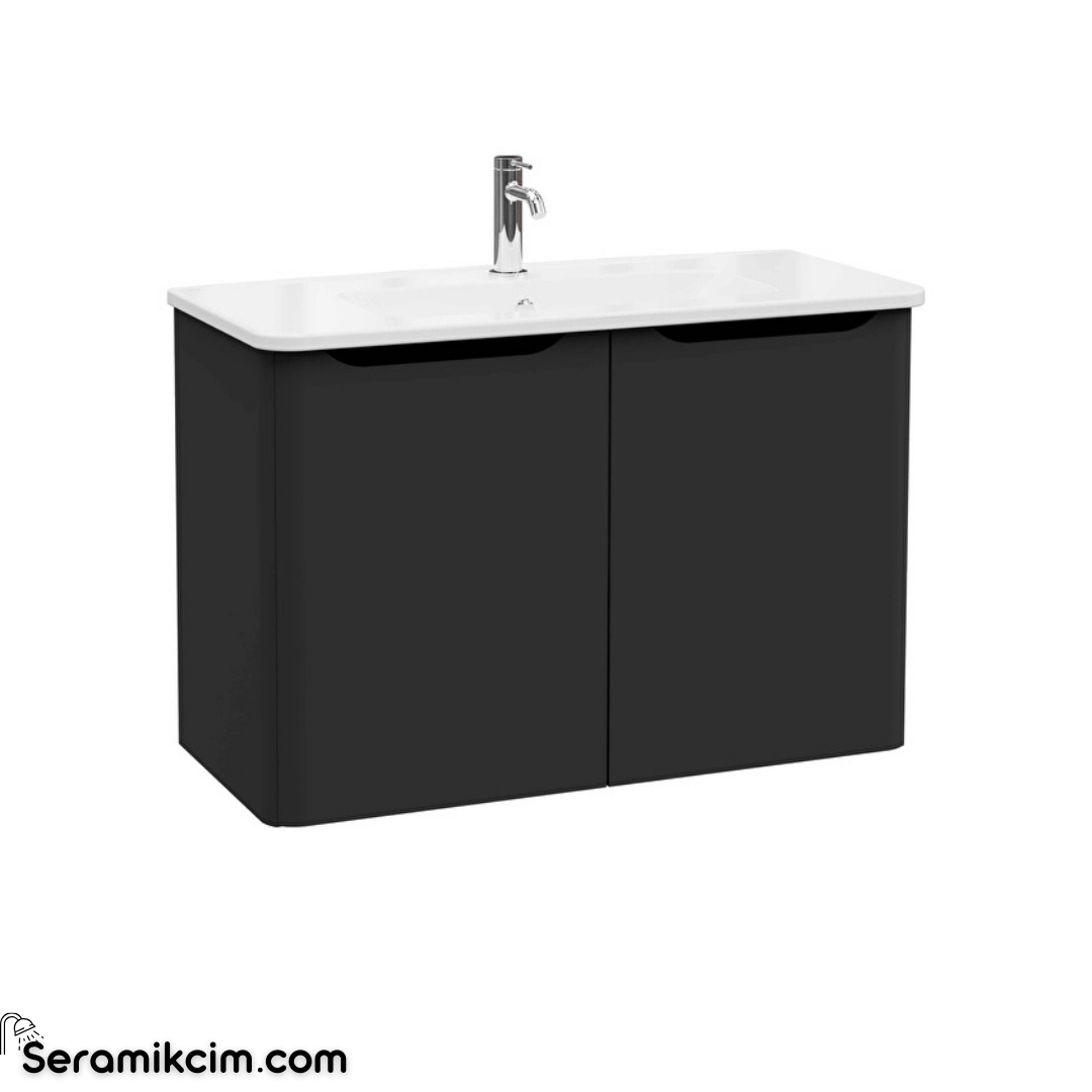 Vitra New Integra Round Lavabo Dolabı 100 Cm İki Kapaklı Mat Grafit 69863
