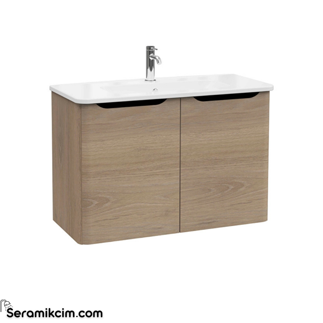 Vitra New Integra Round Lavabo Dolabı 100 Cm İki Kapaklı Altın Meşe 69864