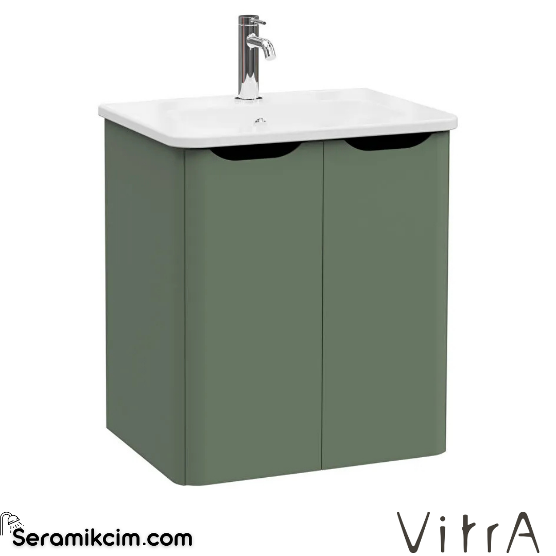 VitrA New Integra Round Lavabo Dolabı 60 cm iki kapaklı mat yeşil 69848
