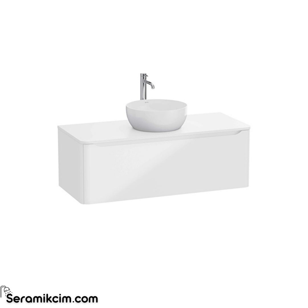 Vitra New Integra Round Lavabo Dolabı 120 Cm Bir Çekmeceli Çanak Lavabo Uyumlu Parlak Beyaz Lavabosuz 70059