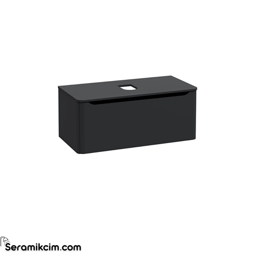 Vitra New Integra Round Lavabo Dolabı 100 Cm Bir Çekmeceli Çanak Lavabo Uyumlu Mat Grafit Lavabosuz 70052