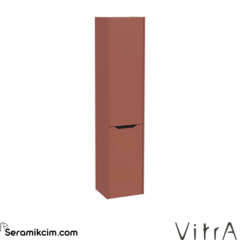 Vitra New Integra Square Boy Dolabı 40 Cm İki Kapaklı Çamaşır Sepetli Mat Kırmızı Sol 80331