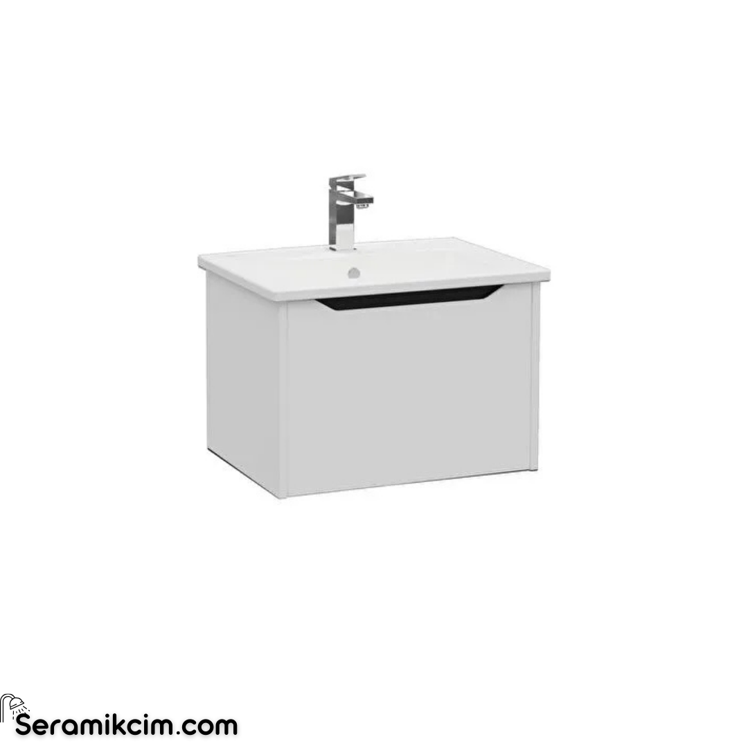 Vitra New Integra Square Lavabo Dolabı 60 Cm Bir Çekmeceli Mat Açık Gri 80135
