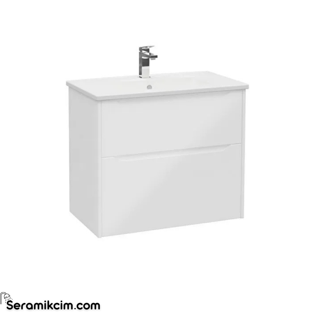 Vitra New Integra Square Lavabo Dolabı 80 Cm İki Çekmeceli Parlak Beyaz 80210