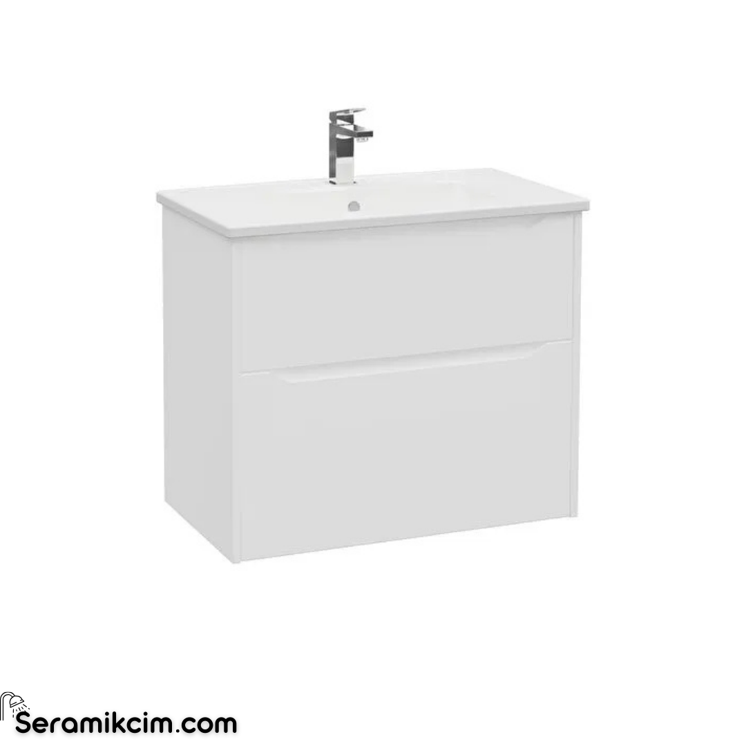 Vitra New Integra Square Lavabo Dolabı 80 Cm İki Çekmeceli Mat Beyaz 80211