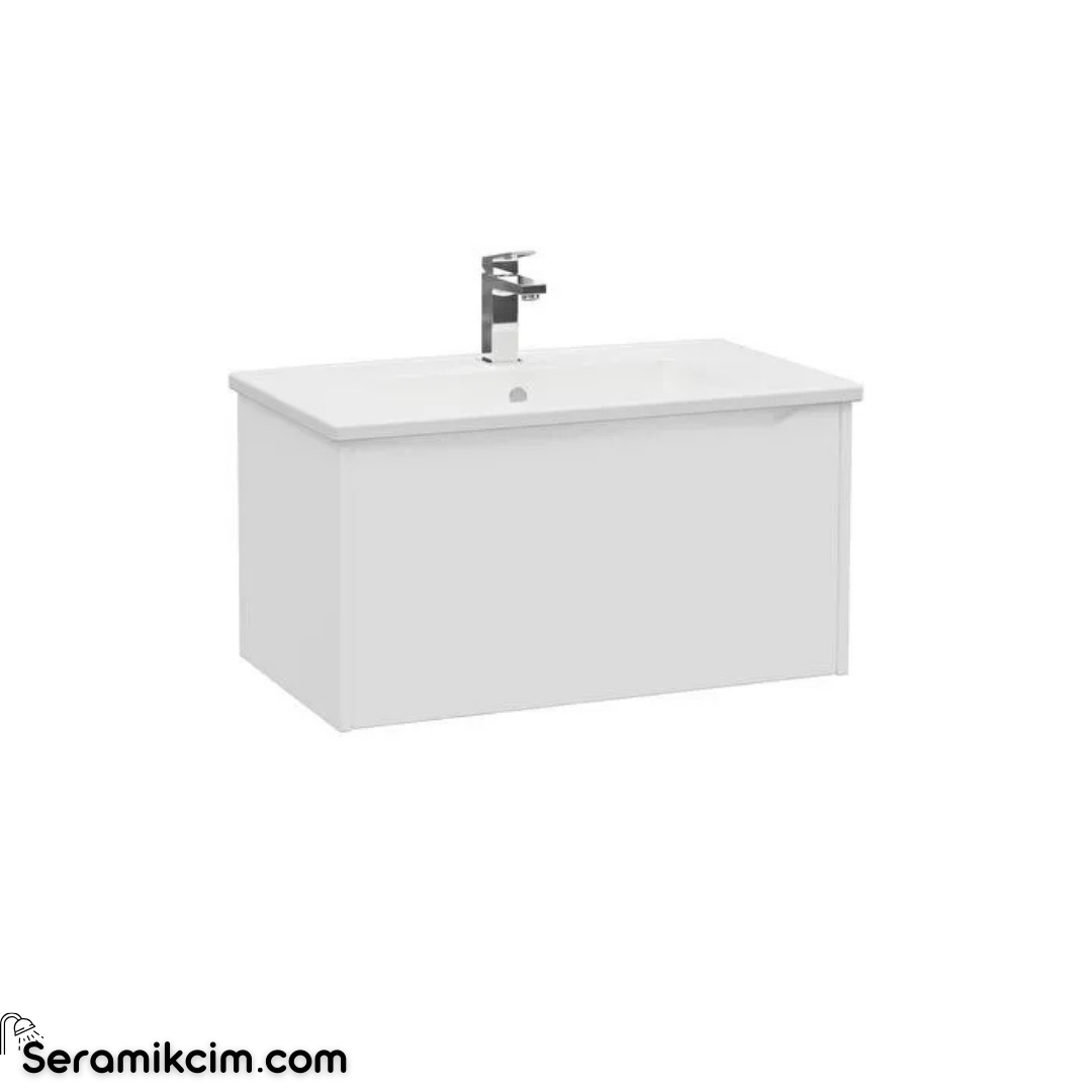 Vitra New Integra Square Lavabo Dolabı 80 Cm Bir Çekmeceli Mat Beyaz 80139