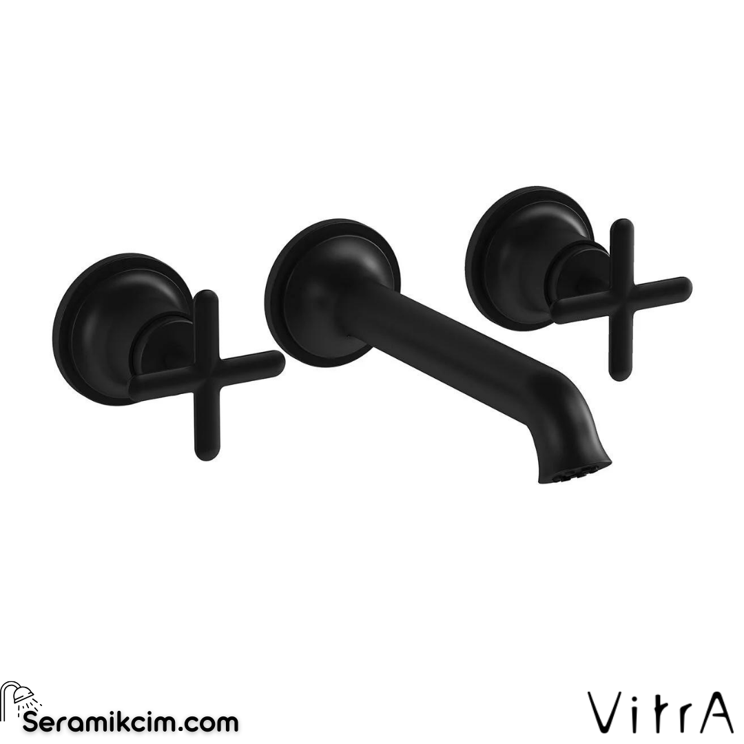 Vitra Origin Classic Ankastre Lavabo Bataryası (3 Delikli Lavabolar İçin) (Sıva Üstü Grubu), Mat Siyah