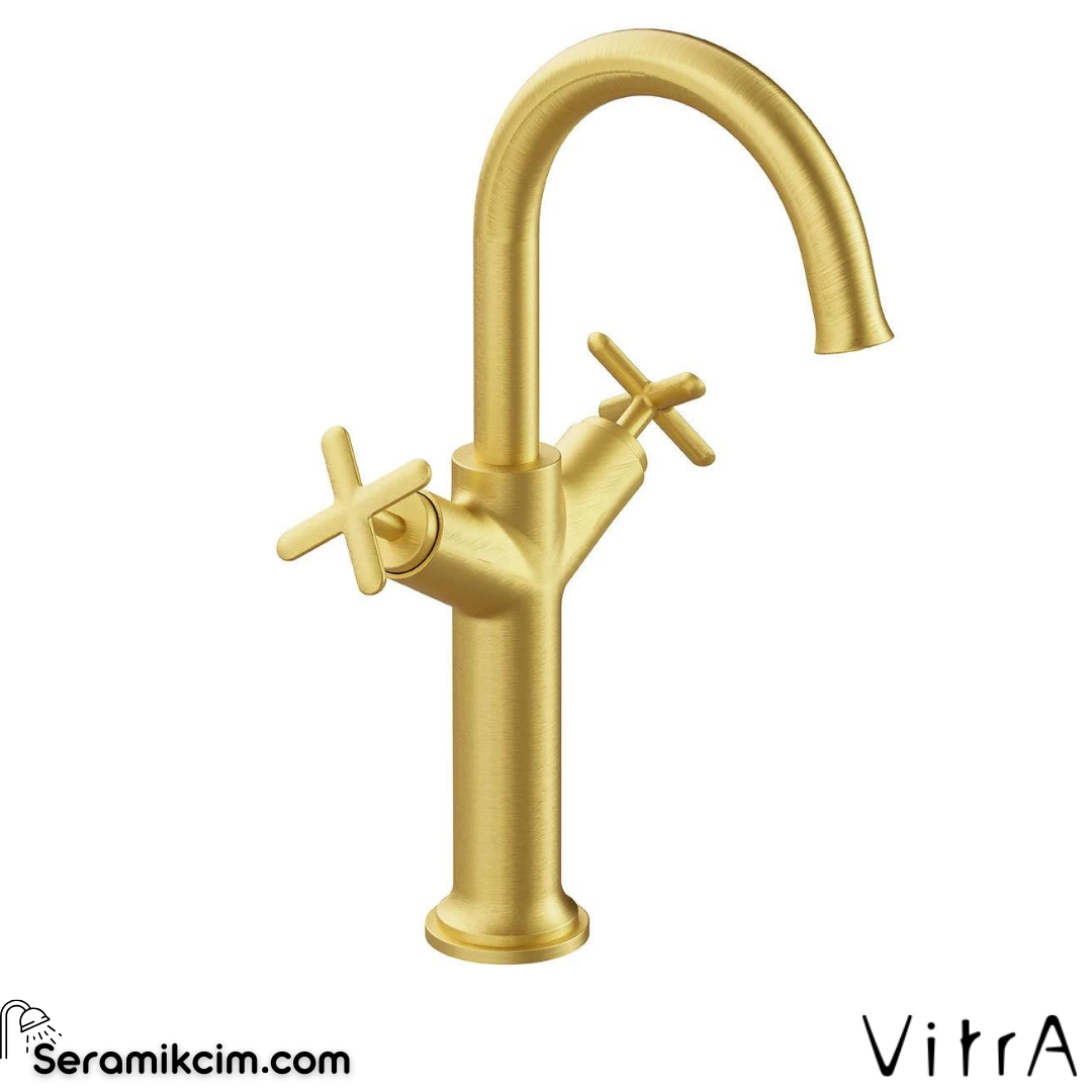 Vitra Origin Classic Lavabo Bataryası (Çift Kumandalı, Çanak), Fırçalı Altın