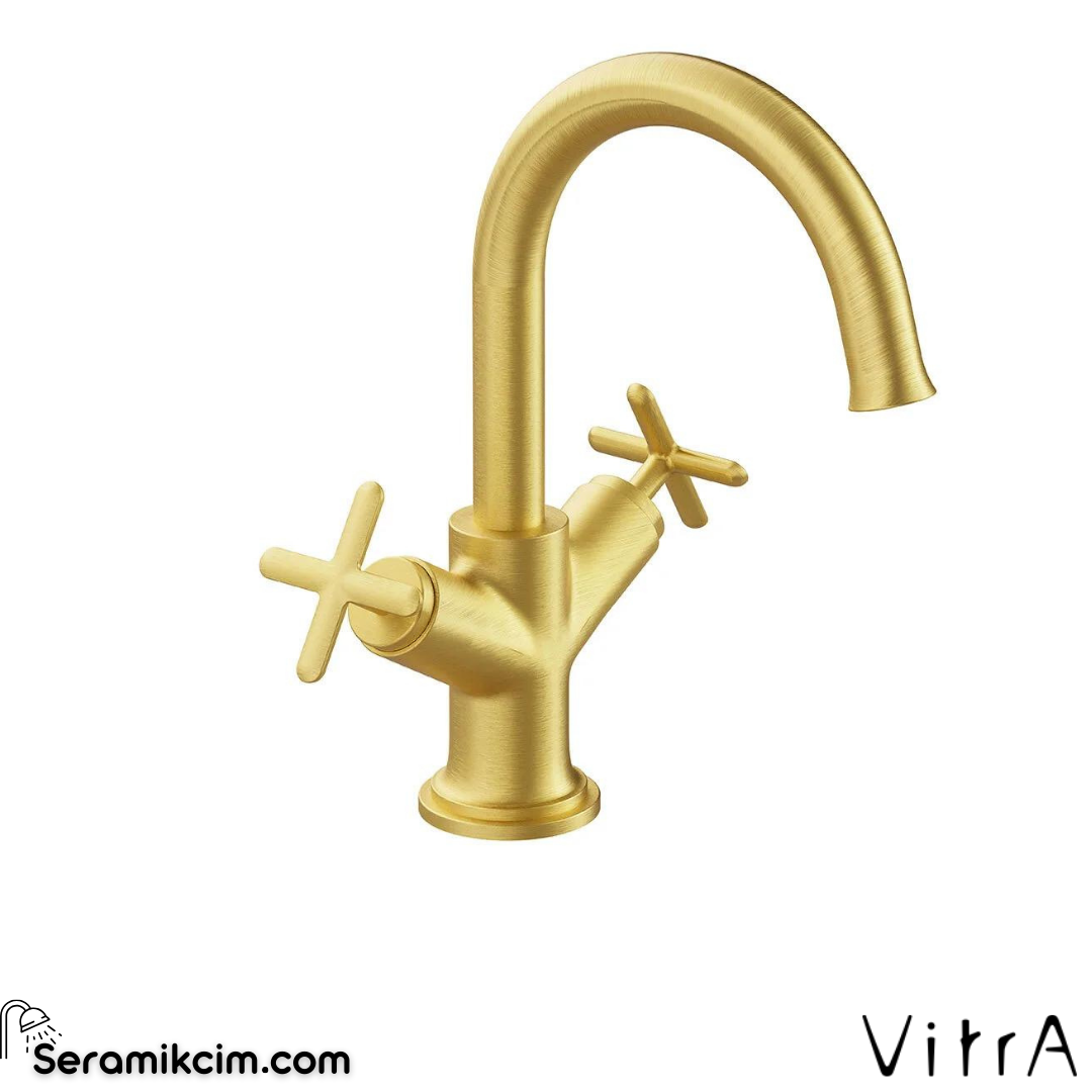 Vitra Origin Classic Lavabo Bataryası (Çift Kumandalı), Fırçalı Altın