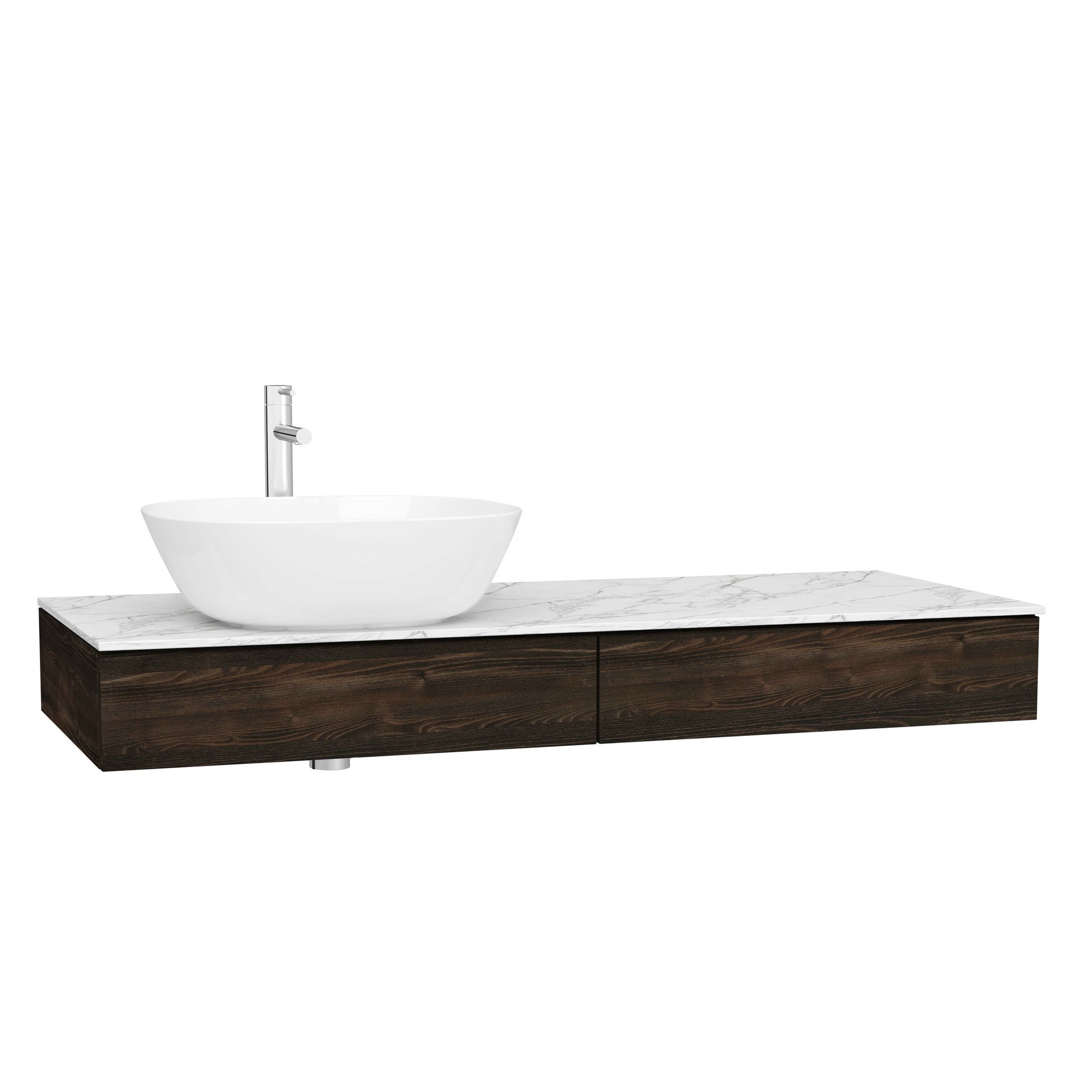 Vitra Origin Tezgah 120 cm İki Çekmeceli Sol Sifon Delikli Karaağaç 81099
