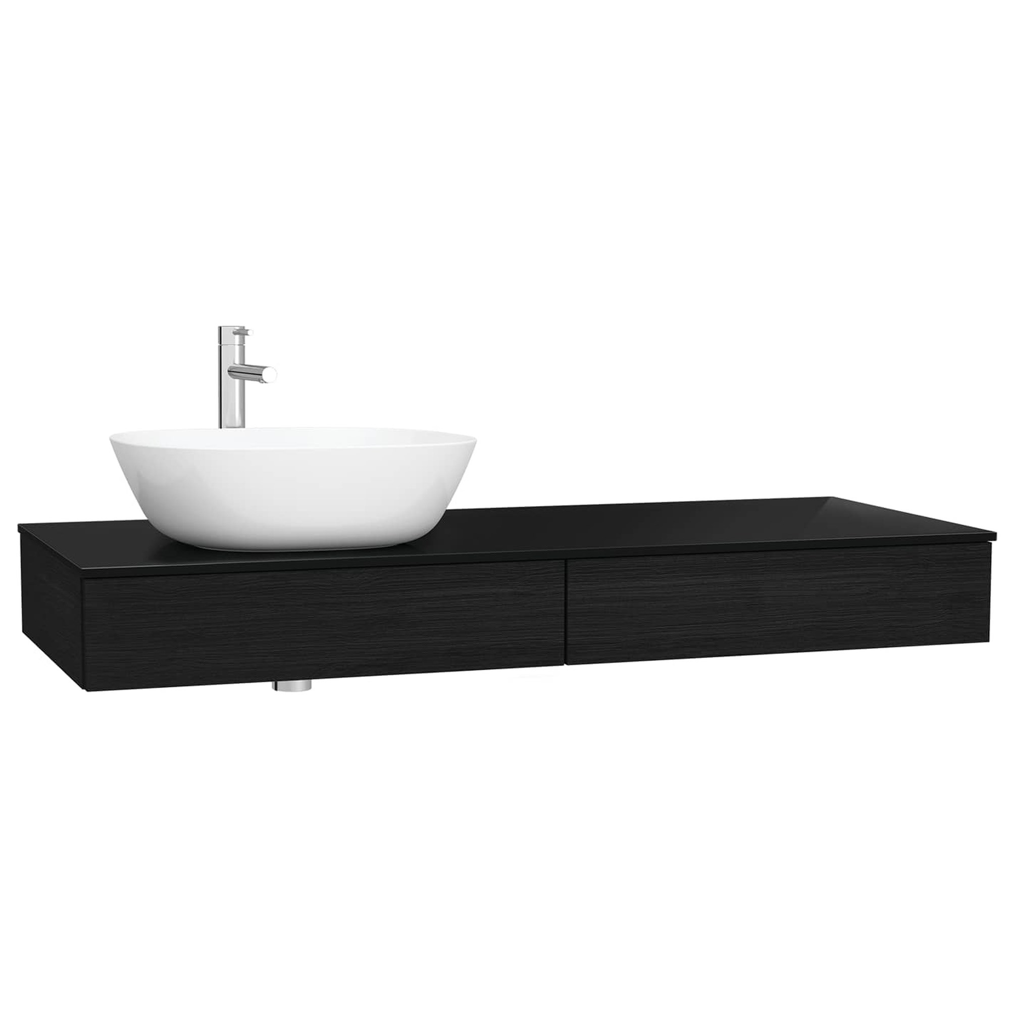 Vitra Origin Tezgah 120 cm İki Çekmeceli Sol Sifon Delikli Hareli Siyah Meşe 65679
