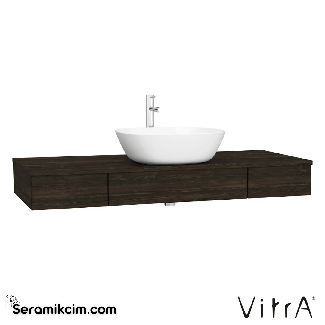 VitrA Origin Tezgah 120 cm, iki çekmeceli orta sifon delikli, karaağaç 65687 - 65687
