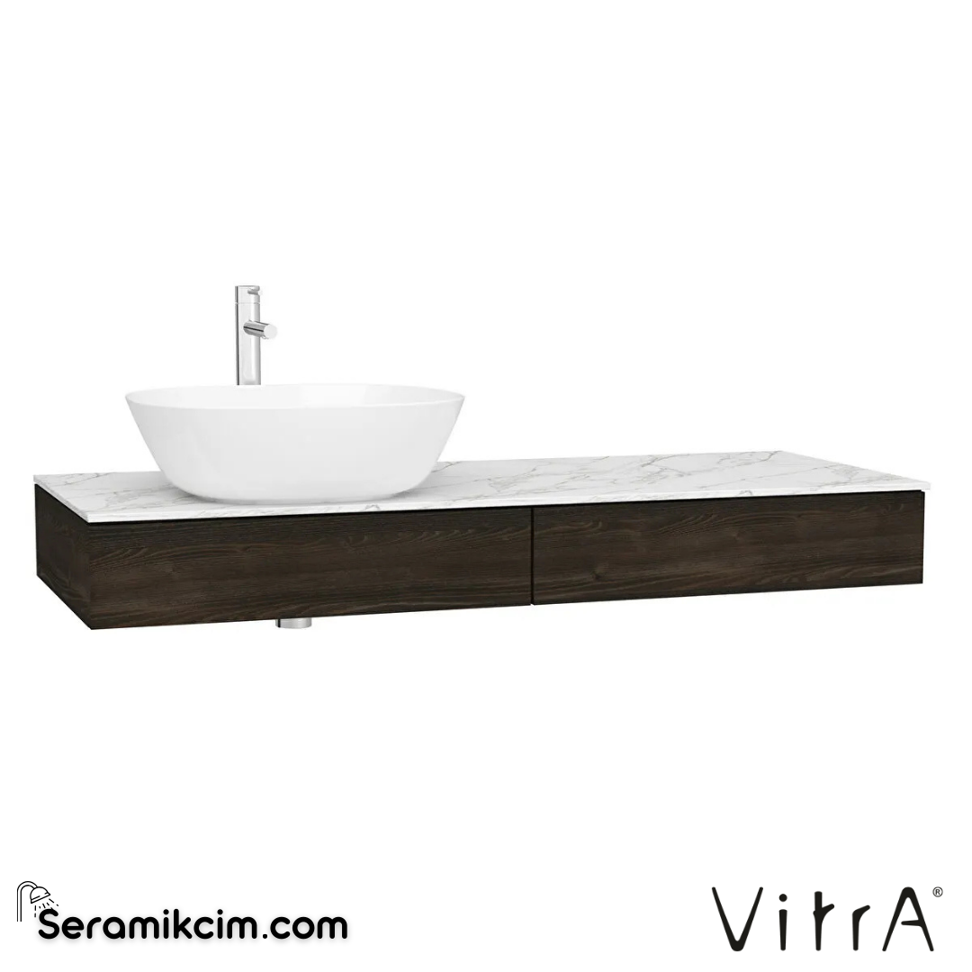 VitrA Origin Tezgah 120 cm, iki çekmeceli sol sifon delikli, karaağaç 65680 - 65680