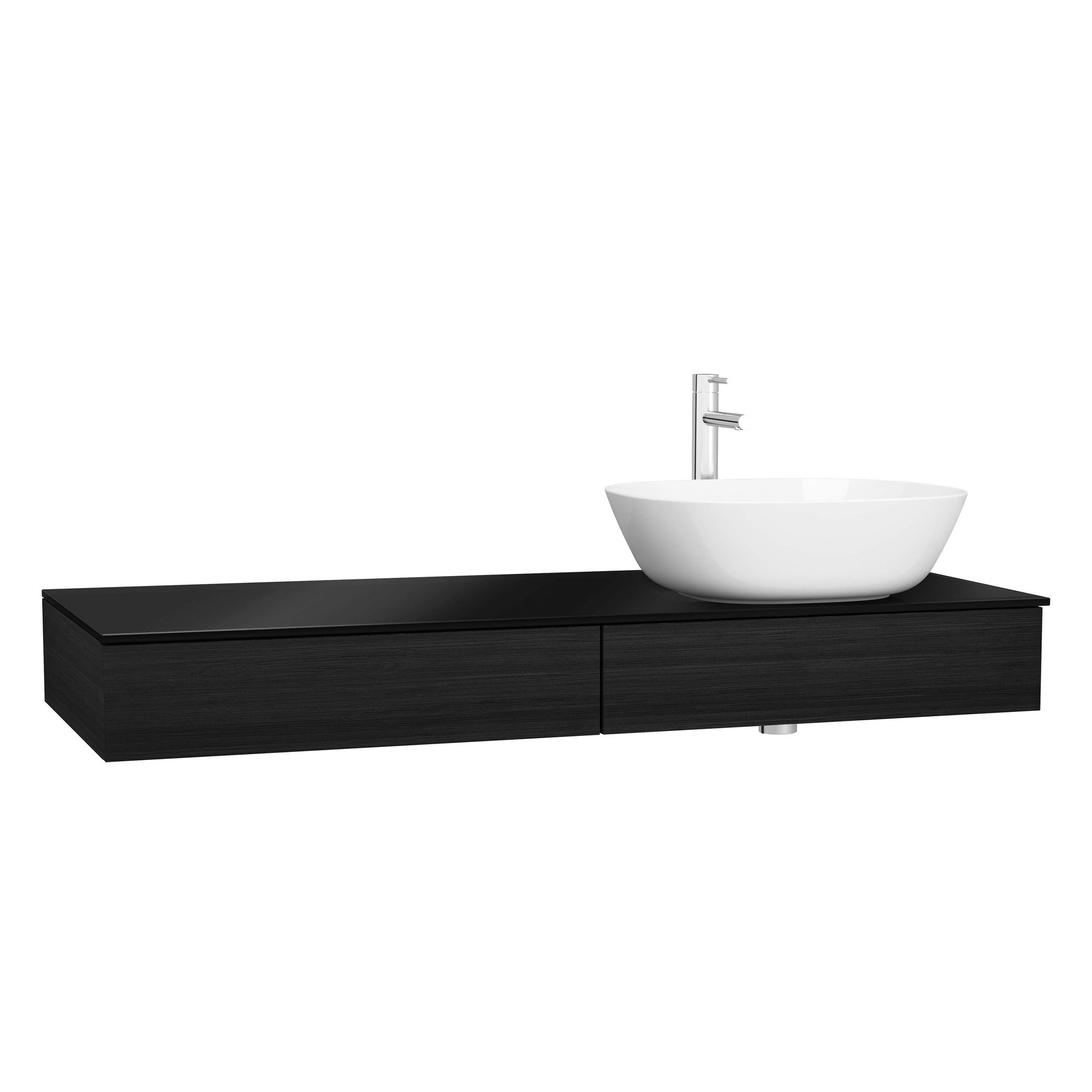 Vitra Origin Tezgah 120 cm İki Çekmeceli Sağ Sifon Delikli Hareli Siyah Meşe 65682