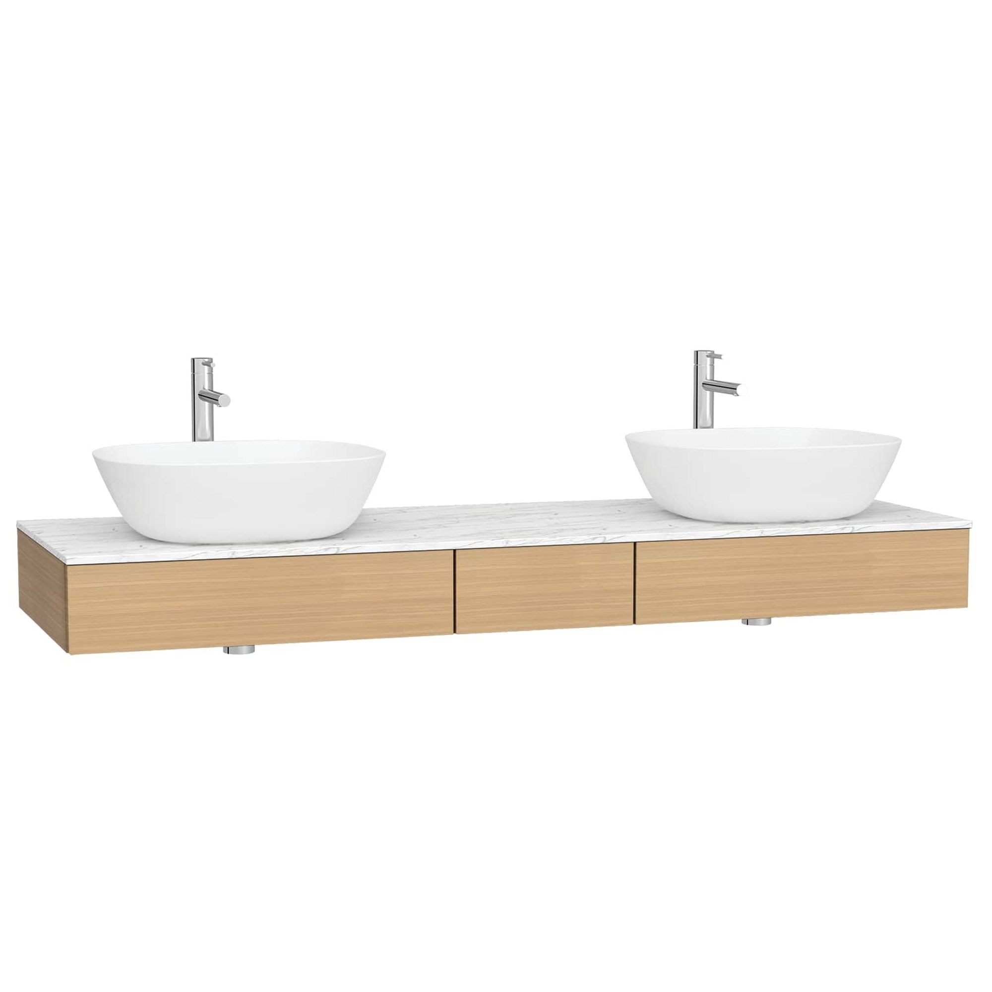 Vitra Origin Tezgah 150 cm Üç Çekmeceli Çift Sifon Delikli Açık Meşe 65697