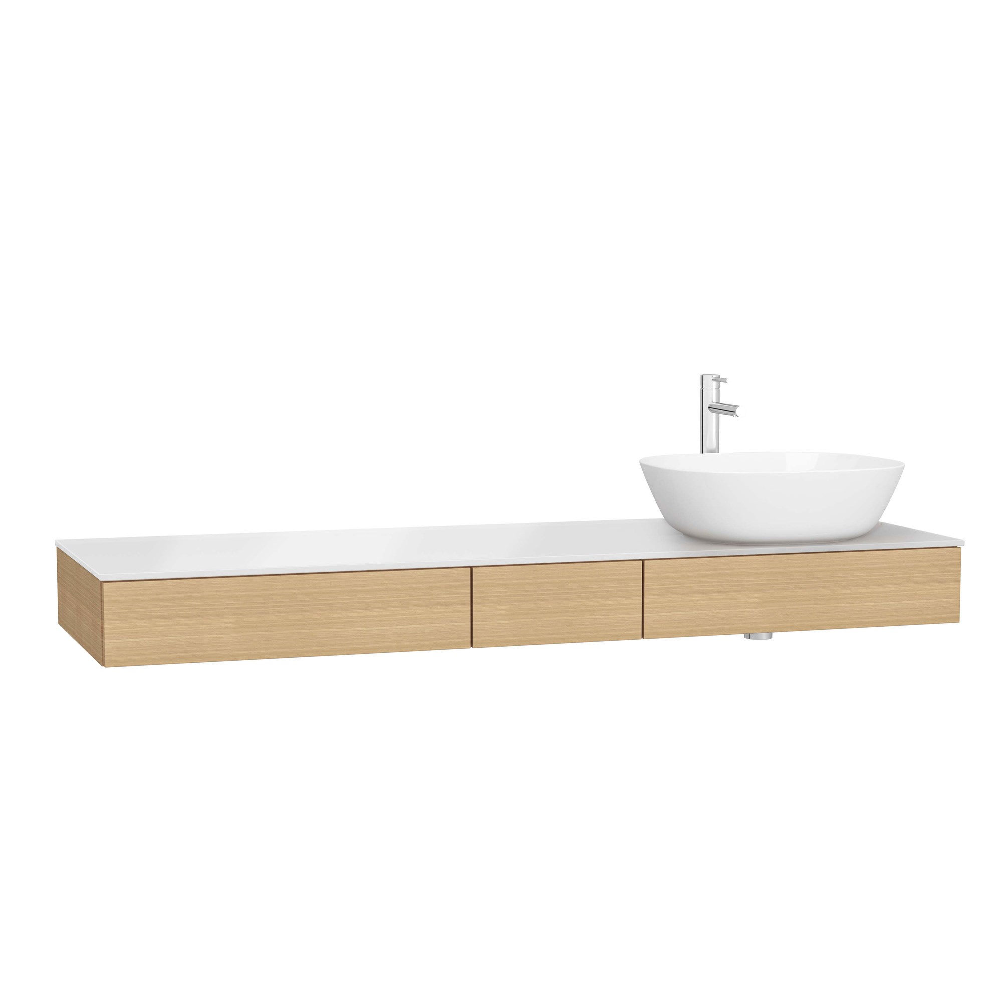Vitra Origin Tezgah 150 cm Üç Çekmeceli Sağ Sifon Delikli Açık Meşe 65694