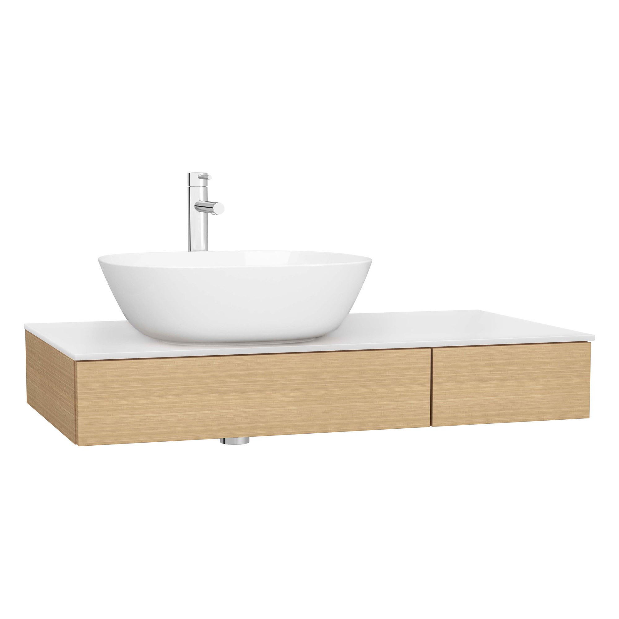 Vitra Origin Tezgah 90 cm İki Çekmeceli Sol Sifon Delikli Açık Meşe 65675
