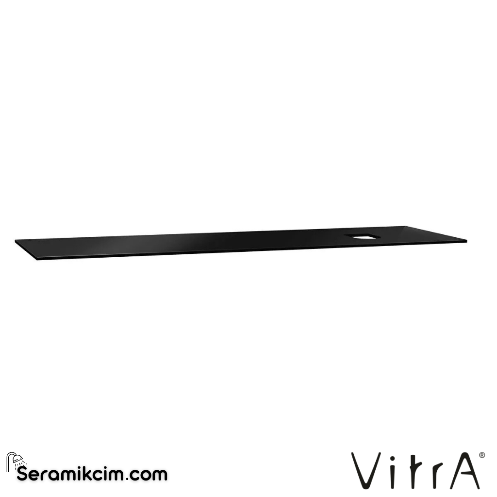 VitrA Origin Üst Tezgah 150 cm, cam armatür deliksiz, sağ sifon delikli, siyah 65746 - 65746
